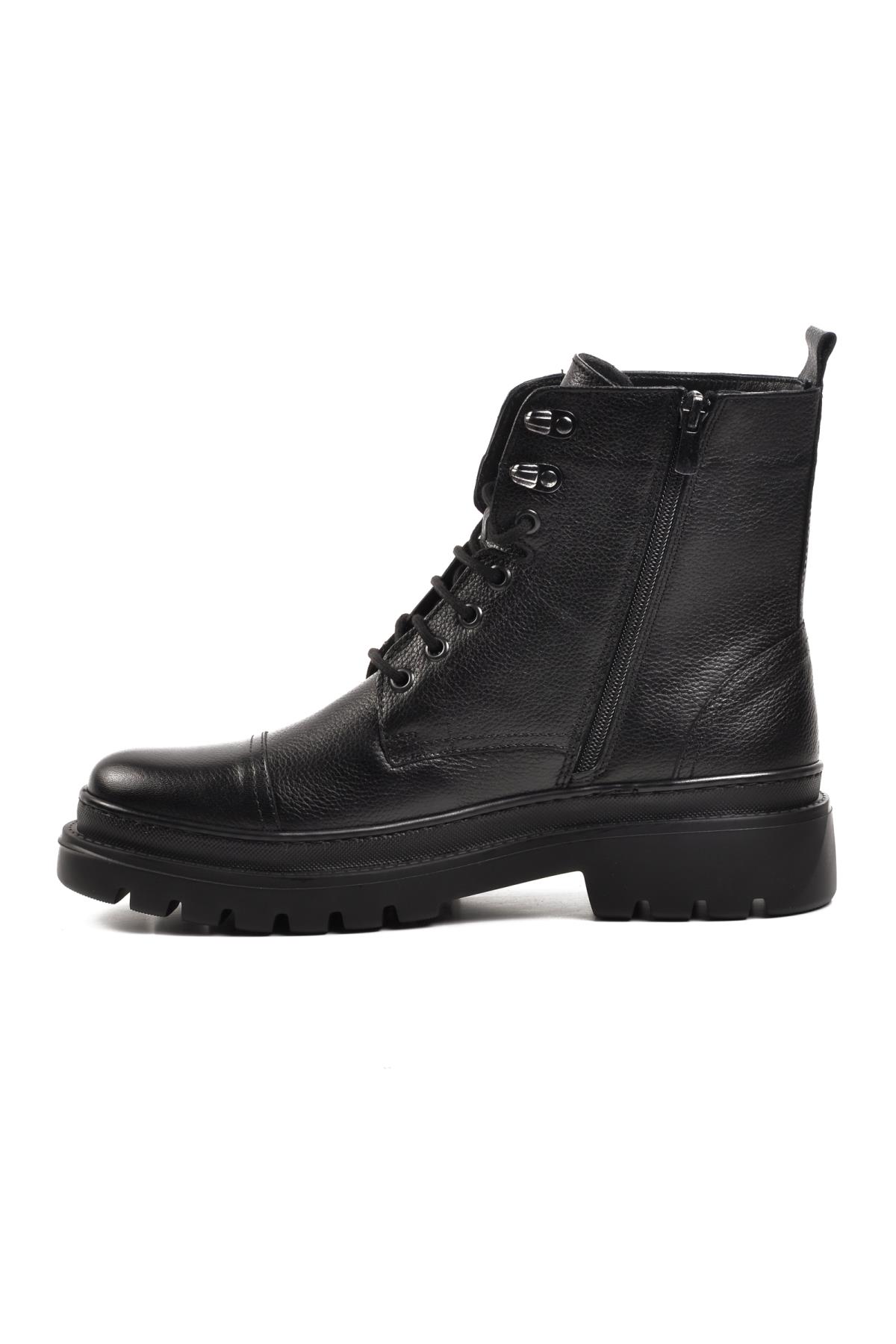 77184 Siyah İçi Polarlı Hakiki Deri Erkek Postal Bot - Görsel 4