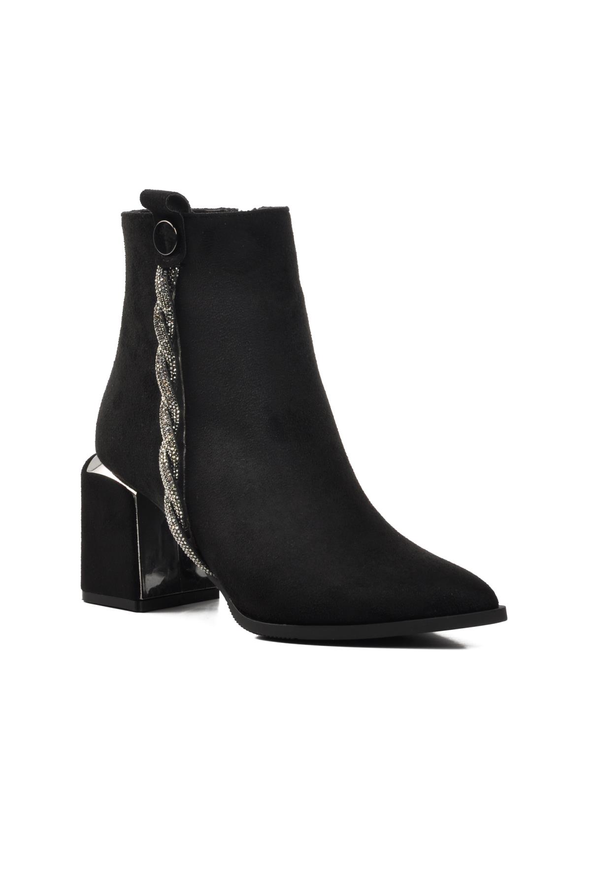 248027 Siyah Süet İçi Polarlı Kadın Topuklu Bot - Görsel 2