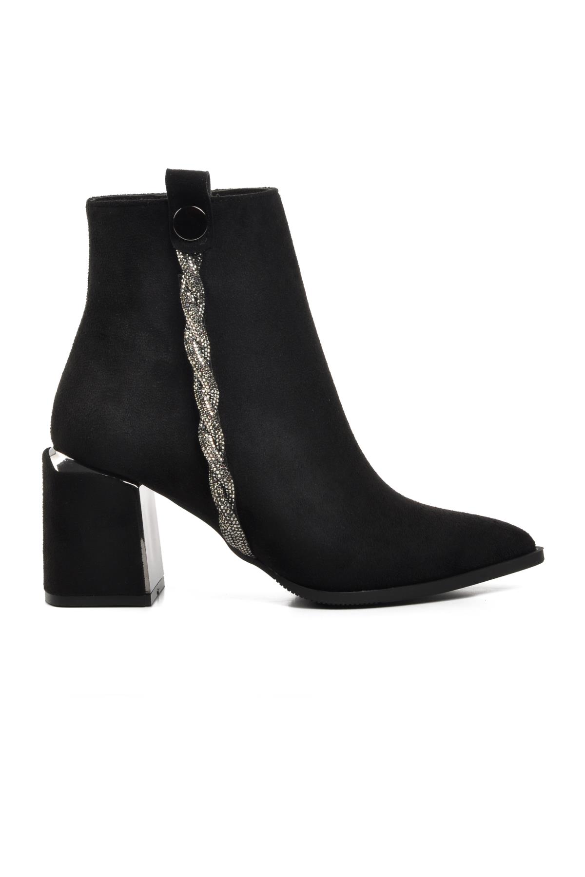 248027 Siyah Süet İçi Polarlı Kadın Topuklu Bot - Görsel 3