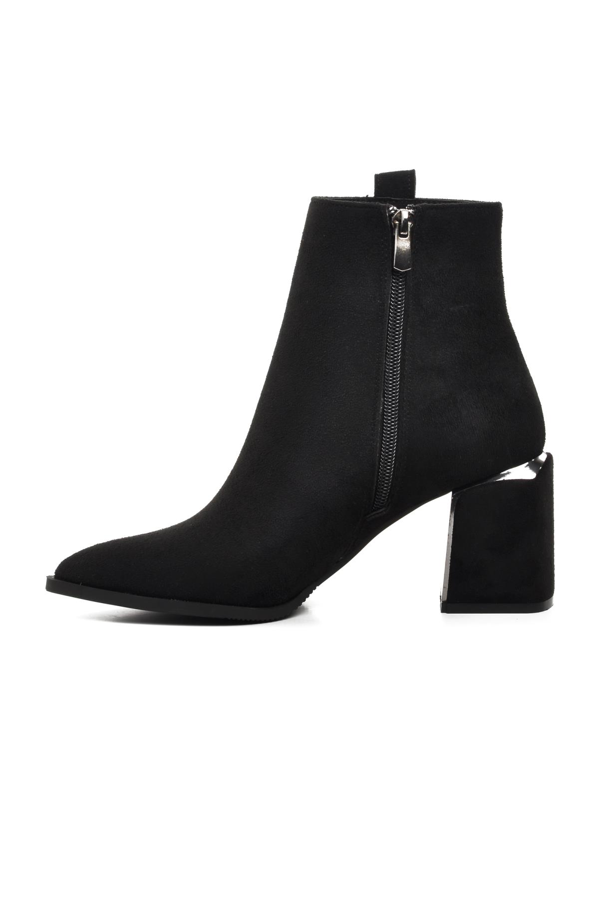 248027 Siyah Süet İçi Polarlı Kadın Topuklu Bot - Görsel 4