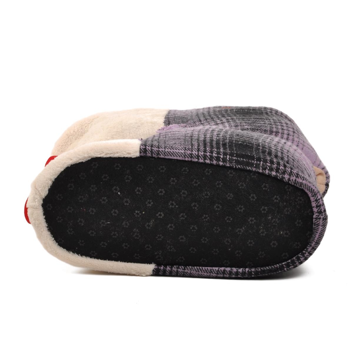 Köpekli Mor-Bej Kadın Panduf - Görsel 3