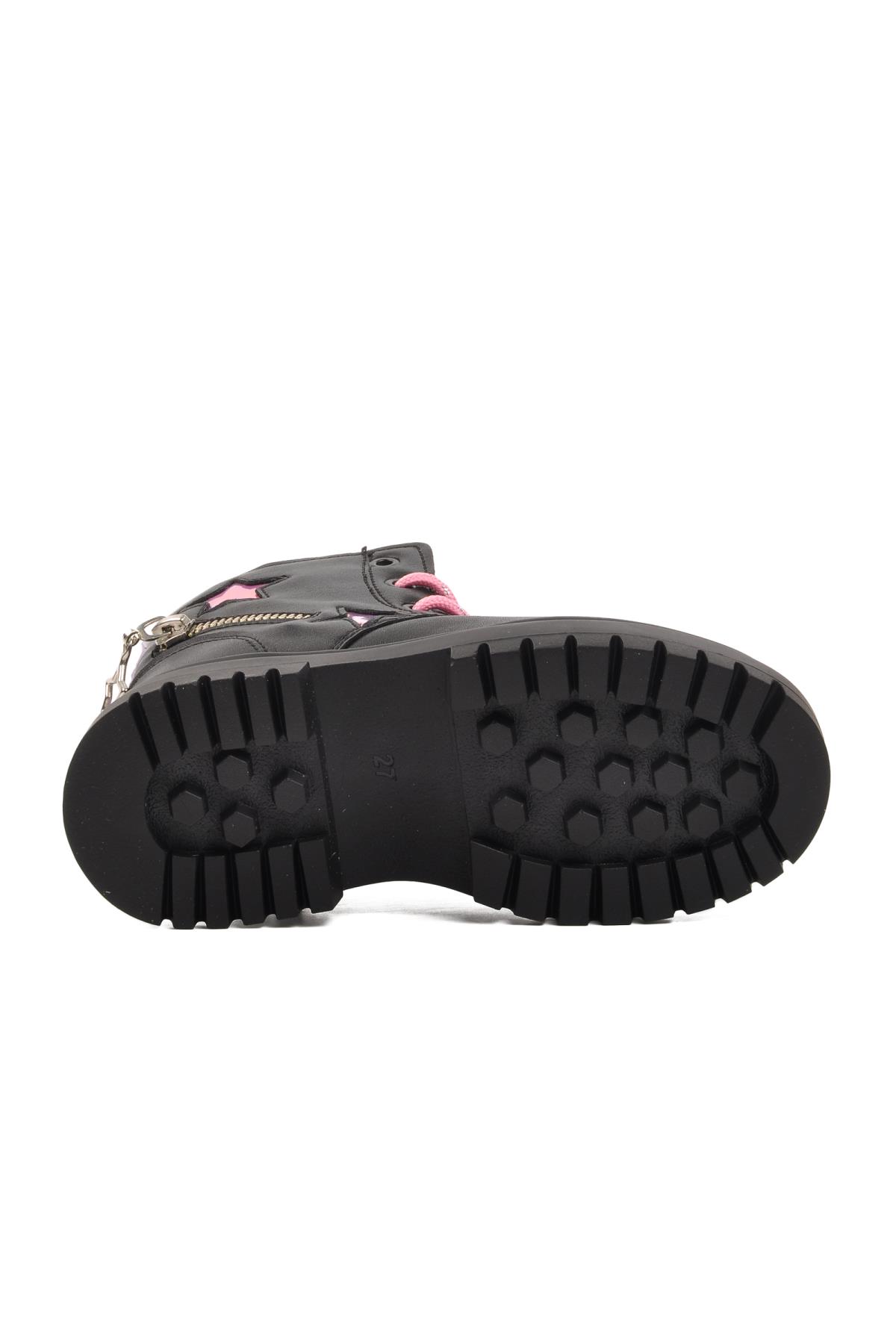 1525-P Siyah-Pembe İçi Polarlı Kız Çocuk Bot - Görsel 6