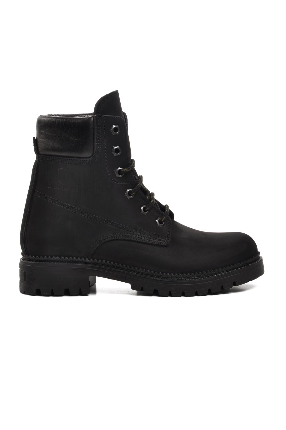 90001-9 Siyah Nubuk İçi Polarlı Hakiki Deri Unisex Bot - Görsel 3