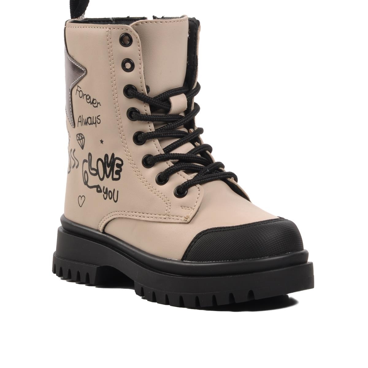 1566-P Bej İçi Polarlı Kız Çocuk Bot - Görsel 2