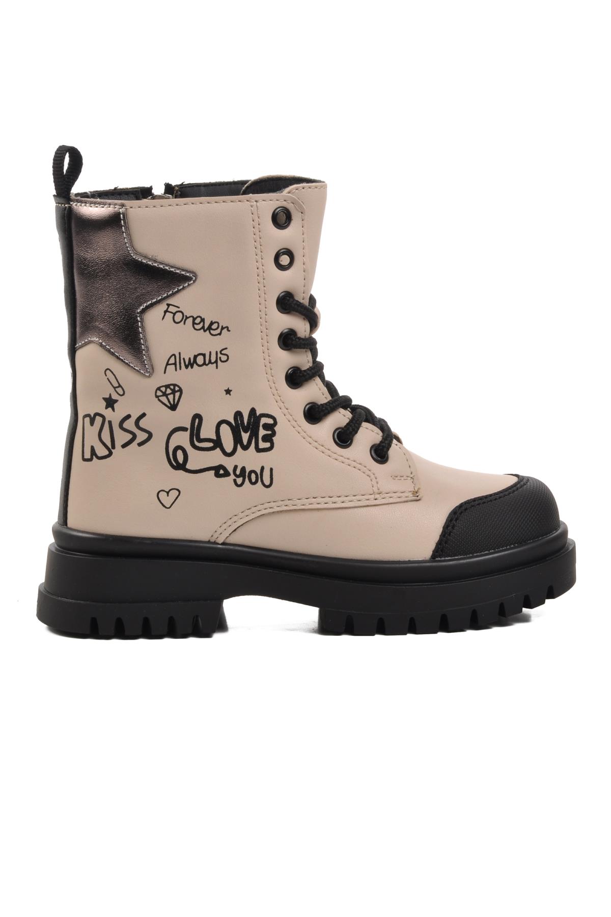 1566-P Bej İçi Polarlı Kız Çocuk Bot - Görsel 9