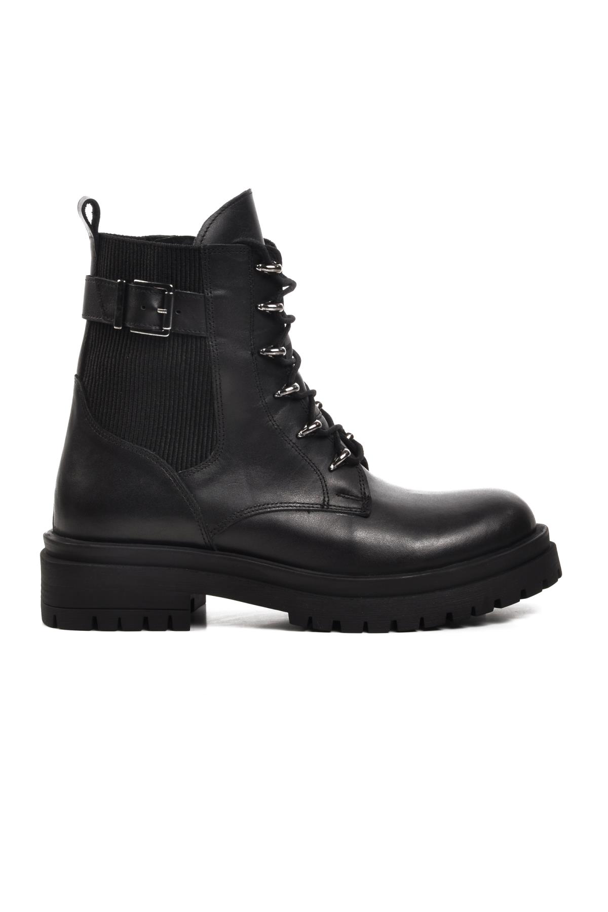 22914 Siyah Hakiki Deri Kadın Bot - Görsel 6
