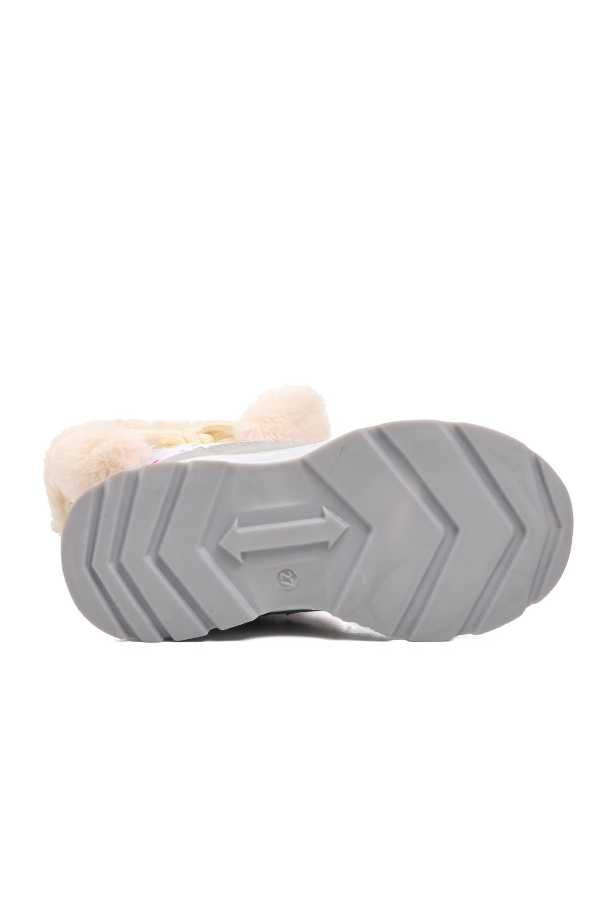 1555-P Beyaz Kız Çocuk İçi Polarlı Kar Botu - Görsel 8