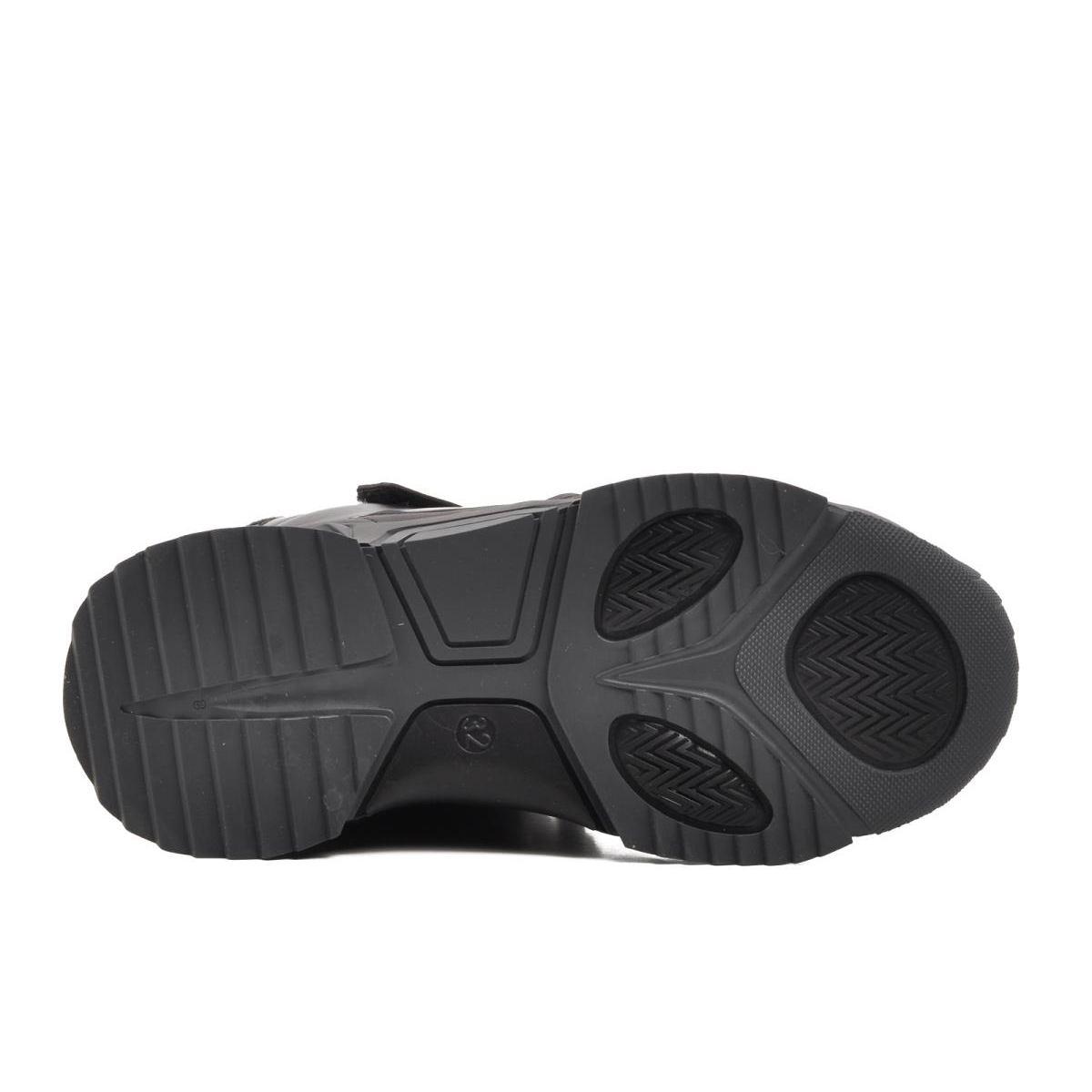 1520-F Parlak Siyah İçi Polarlı Çocuk Kar Botu - Görsel 3