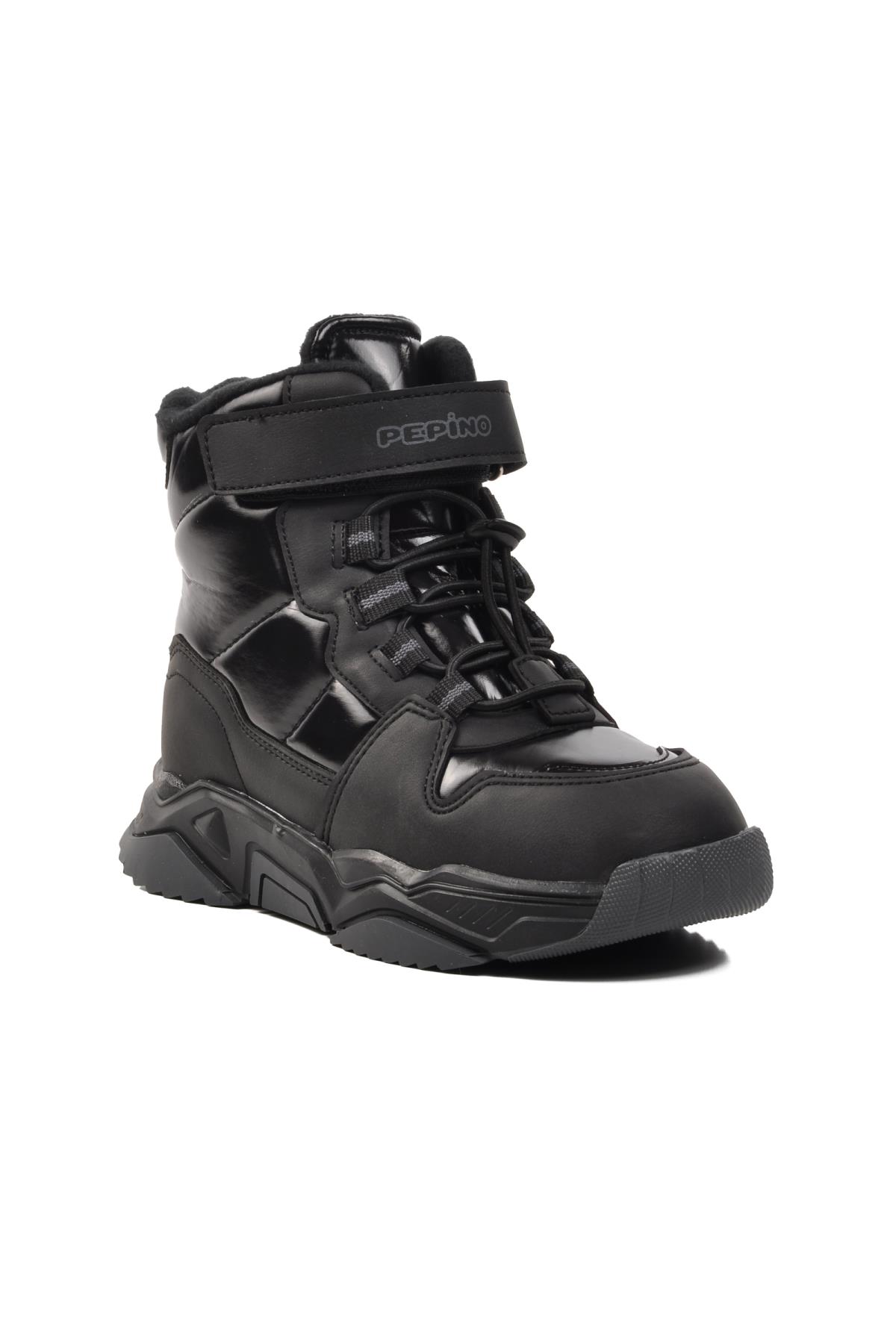 1520-F Parlak Siyah İçi Polarlı Çocuk Kar Botu - Görsel 4