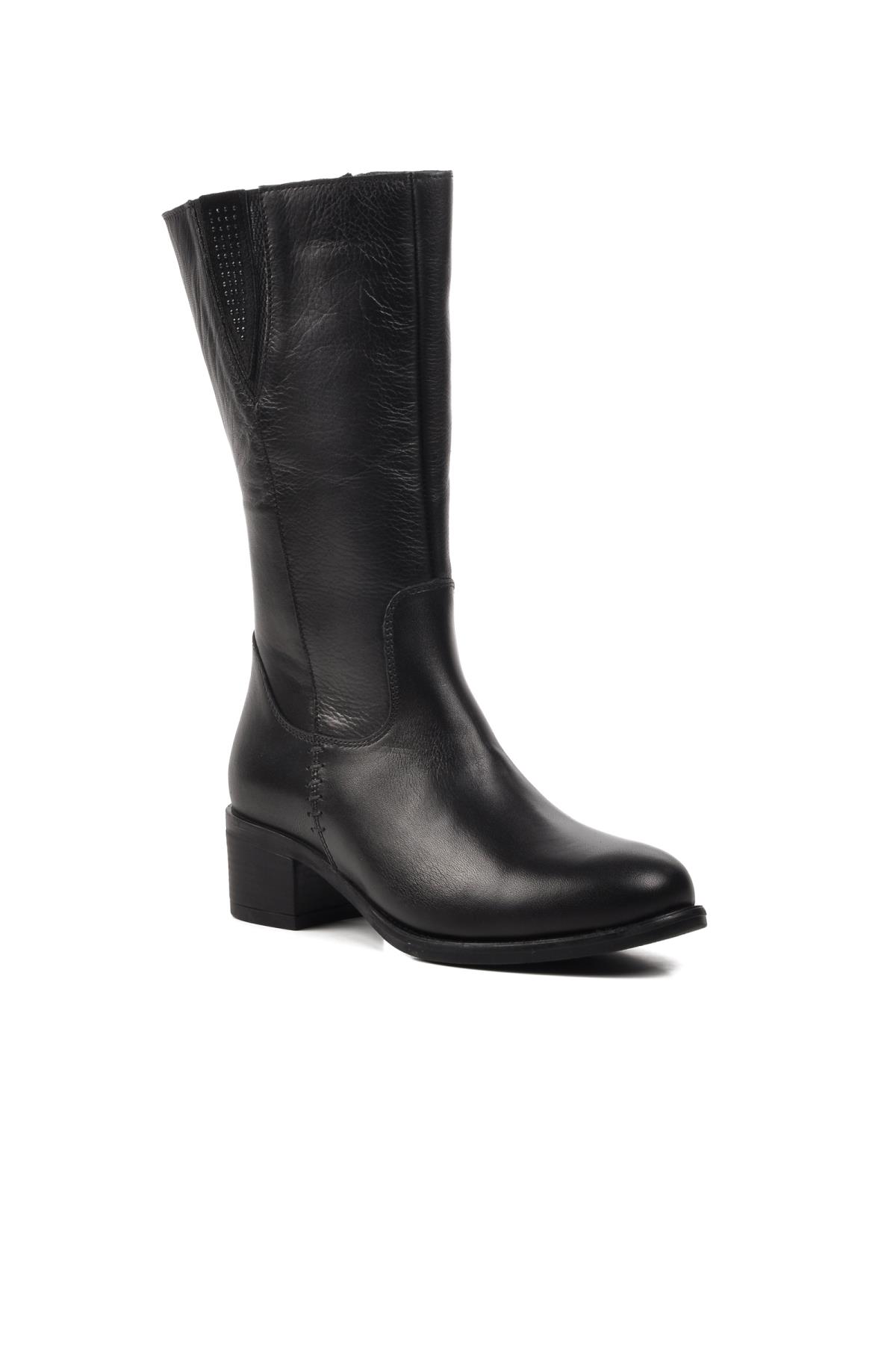 9289 Siyah İçi Polarlı Hakiki Deri Kadın Çizme - Görsel 2