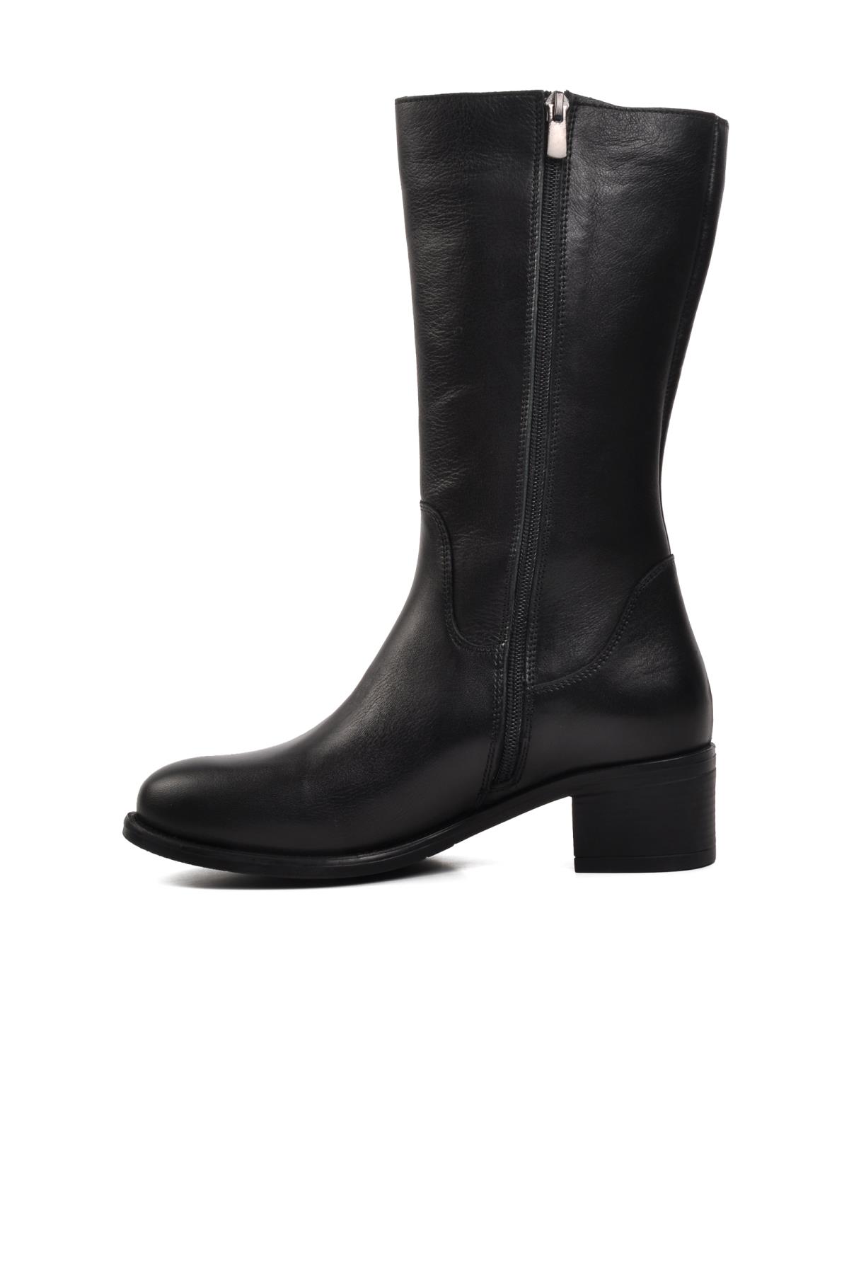 9289 Siyah İçi Polarlı Hakiki Deri Kadın Çizme - Görsel 5