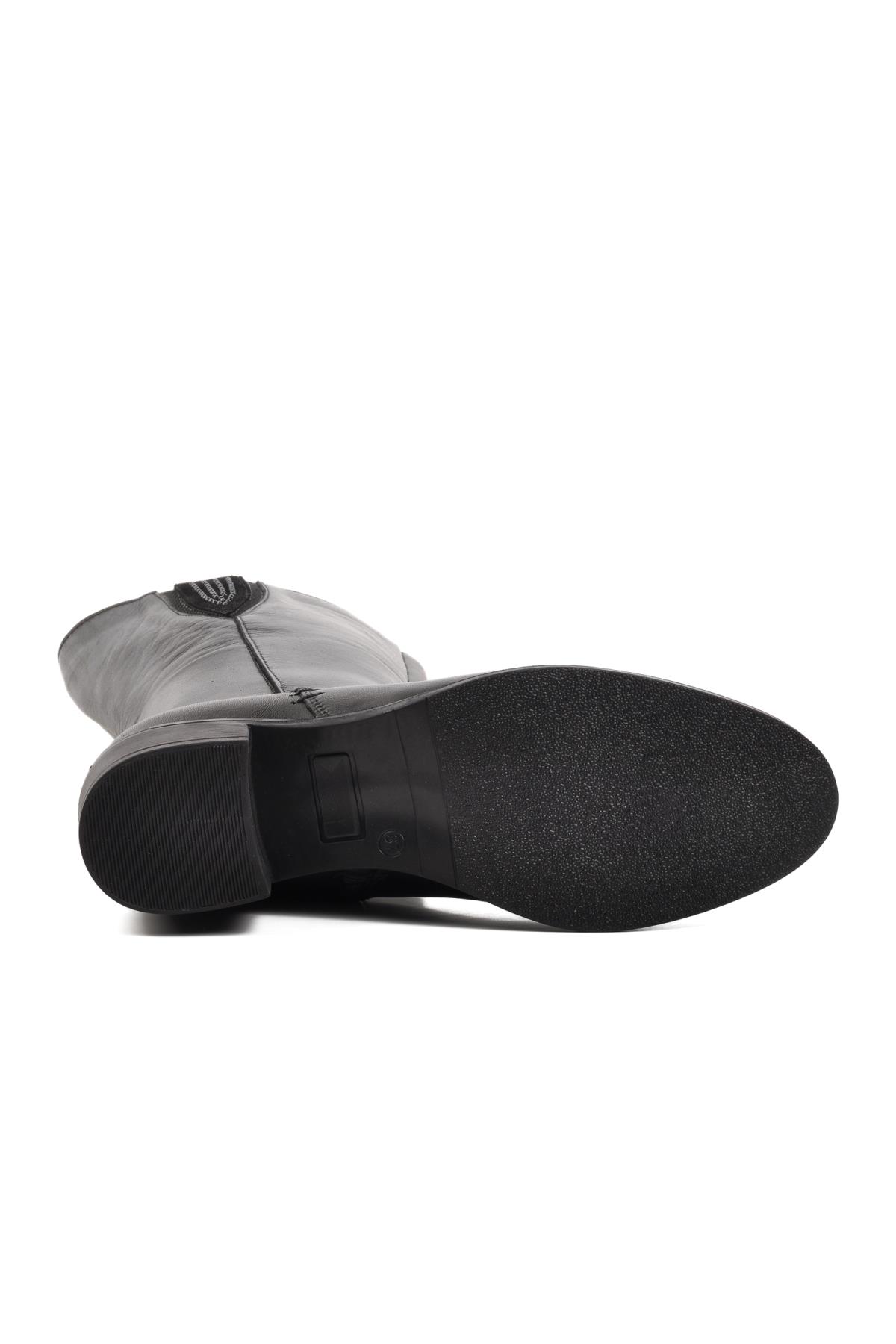 9289 Siyah İçi Polarlı Hakiki Deri Kadın Çizme - Görsel 8