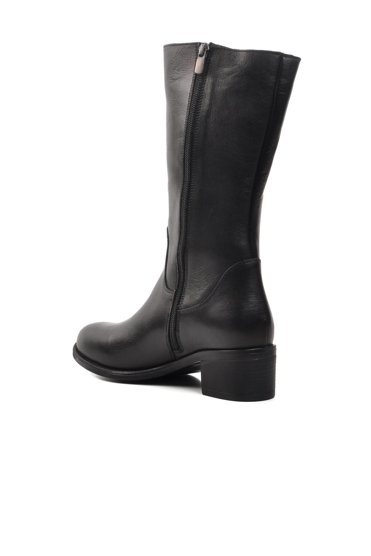 9289 Siyah İçi Polarlı Hakiki Deri Kadın Çizme - Görsel 11