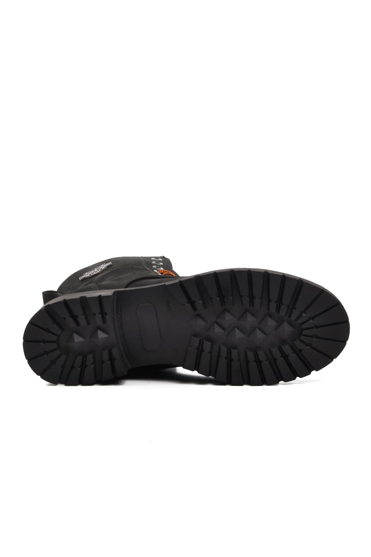 90006-9 Siyah Nubuk İçi Polarlı Hakiki Deri Unisex Bot - Görsel 6