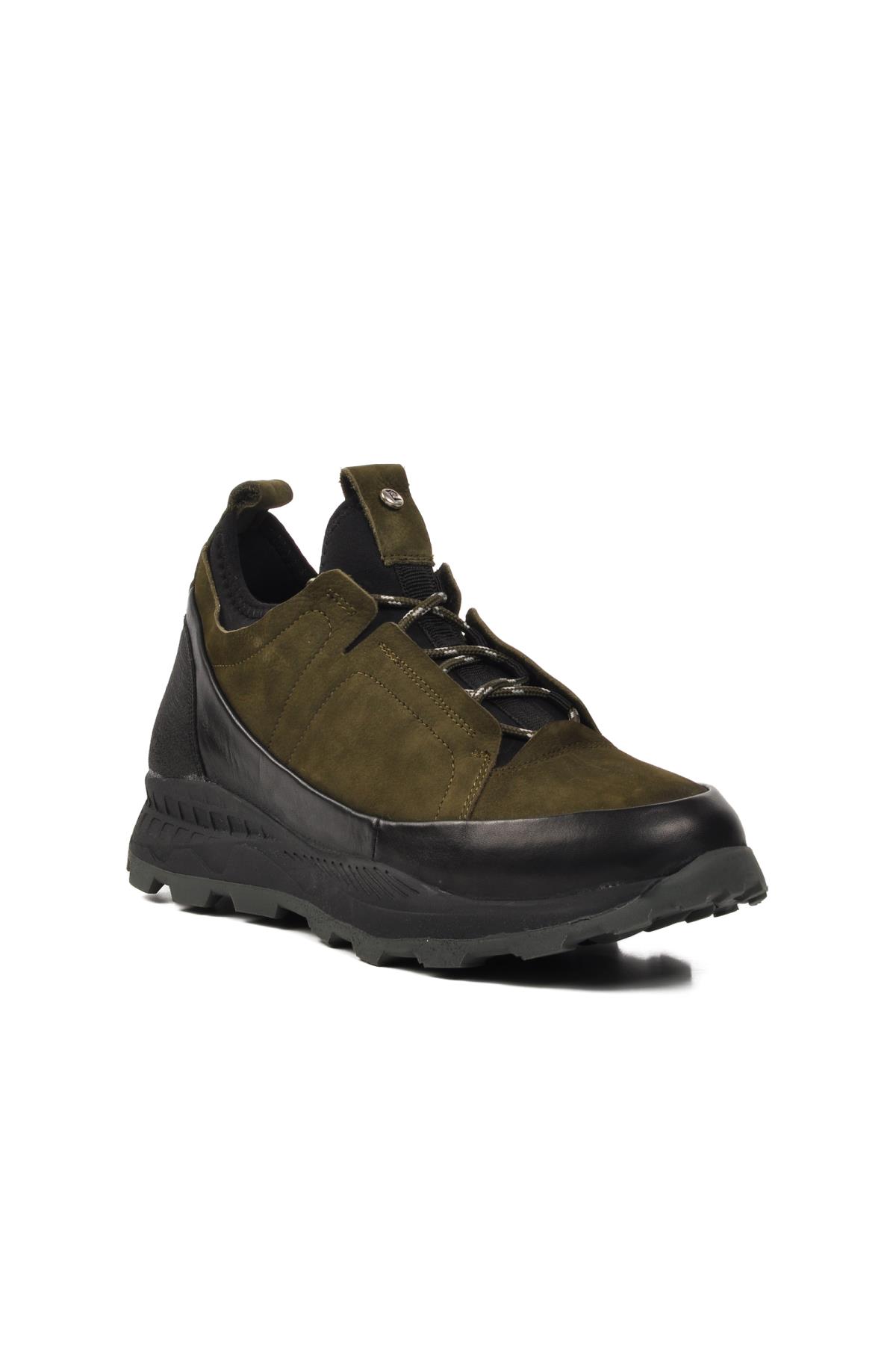 10201 Haki Hakiki Deri Erkek Sneaker - Görsel 4