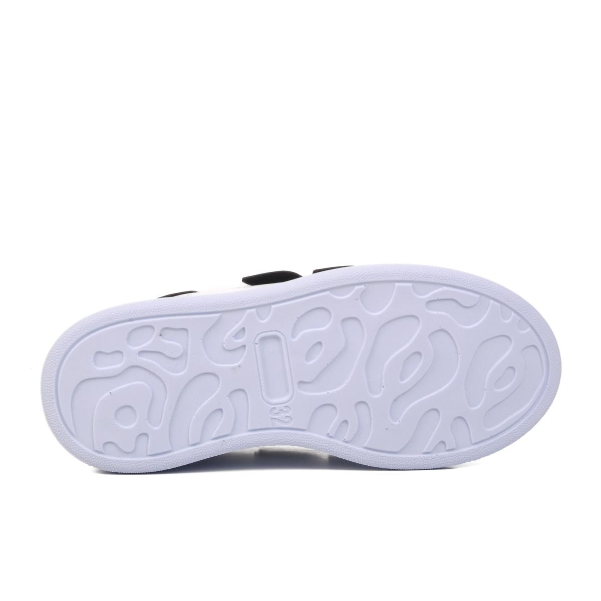 072-F Beyaz-Siyah Rugan Cırtlı Çocuk Sneaker - Görsel 3