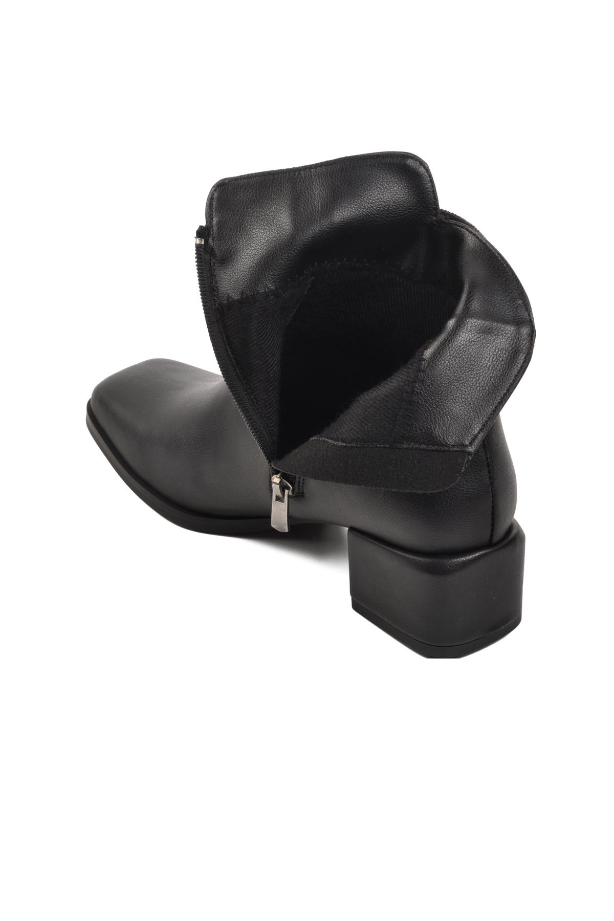 326168 Siyah Cilt Kadın Topuklu Bot - Görsel 5