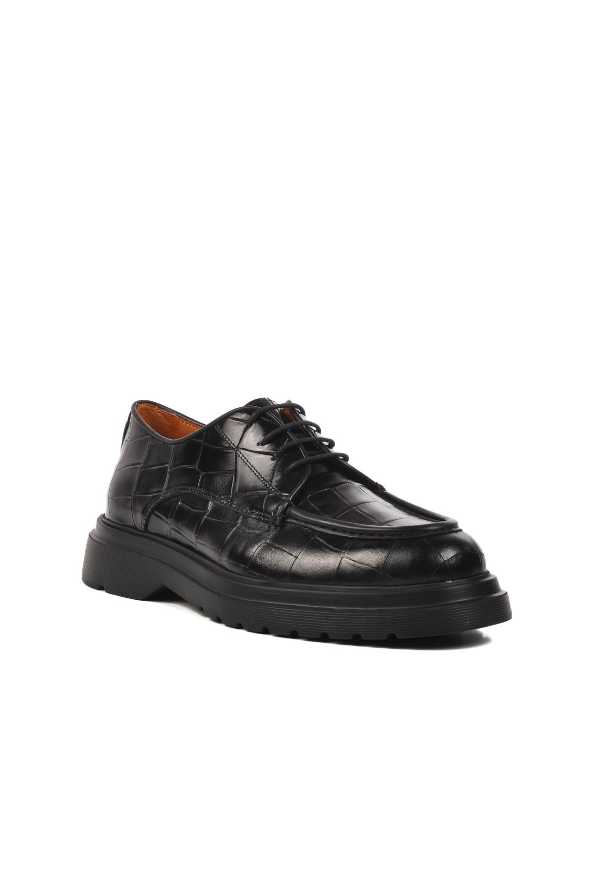 Premium 187 Siyah Kroko Hakiki Deri Erkek Klasik Ayakkabı - Görsel 2