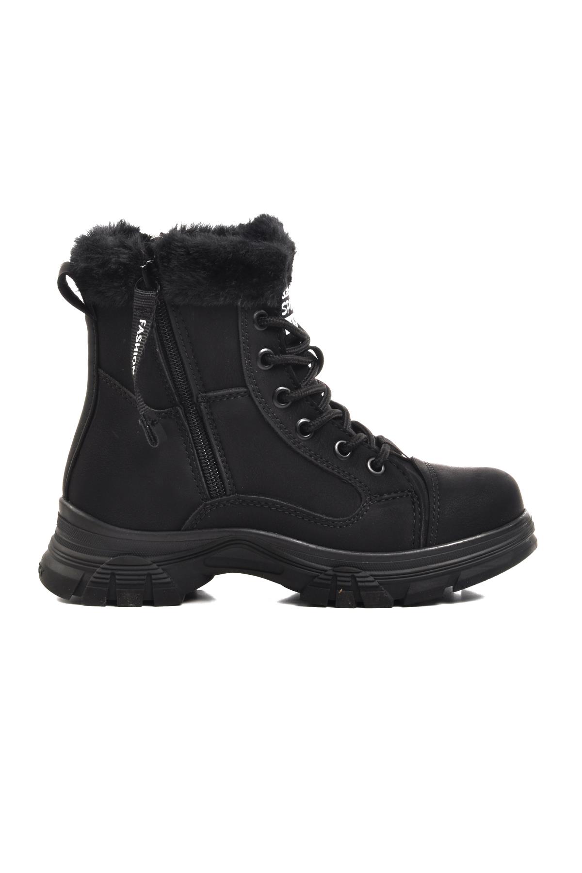 24072-F Siyah-Zümrüt İçi Polarlı Kız Çocuk Bot - Görsel 3