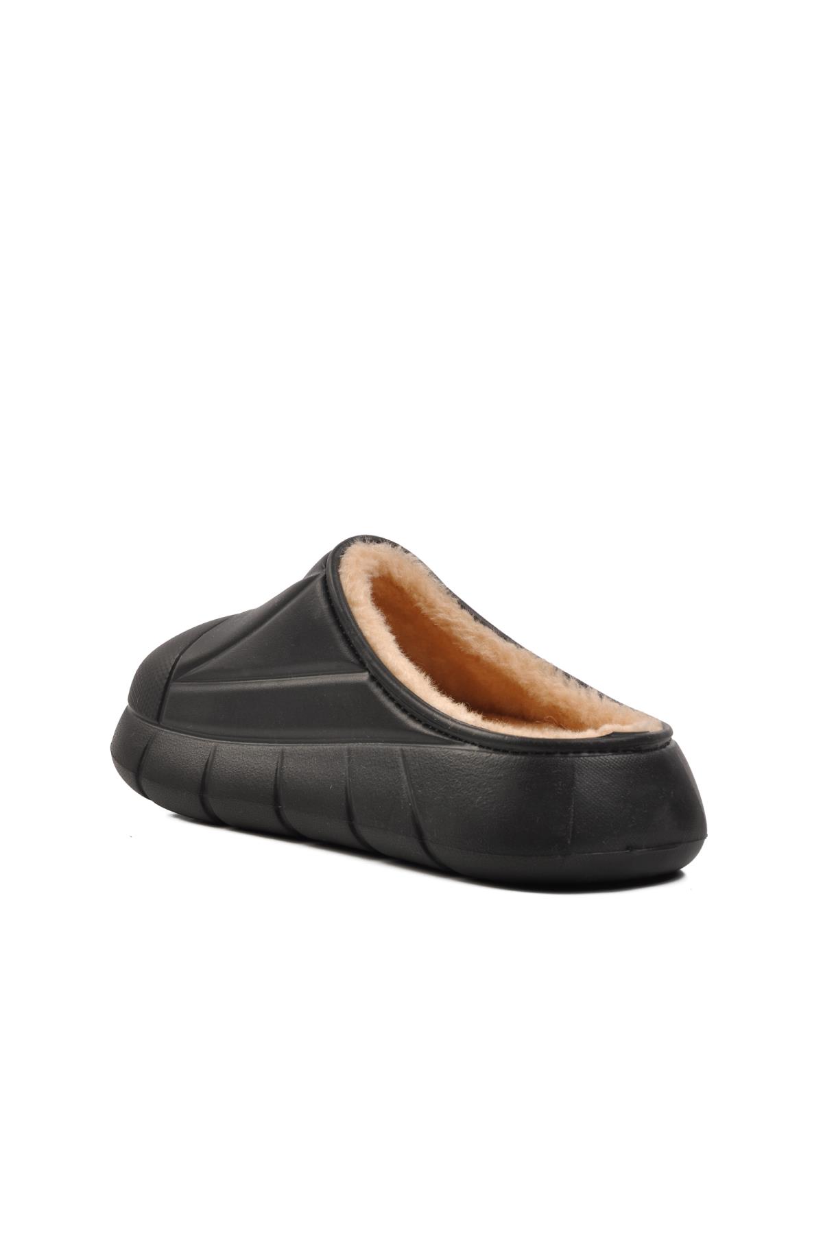 712 Siyah İçi Kürklü Kadın Ev Terlik - Görsel 5