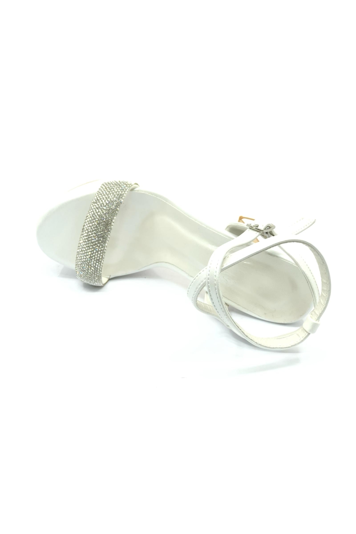 13 cm Yüksek Platform Tek Bant Topuklu Taşlı Kadın Abiye Ayakkabı - Görsel 8