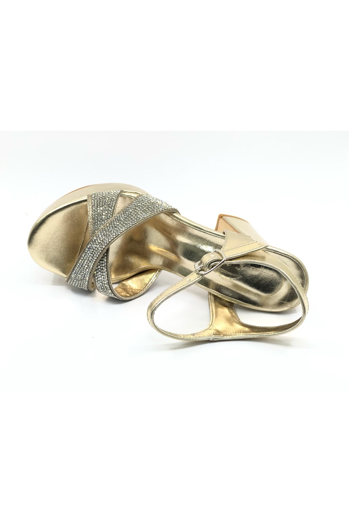 13 cm Yüksek Platform Çapraz Bant Topuklu Taşlı Kadın Abiye Ayakkabı - Görsel 7