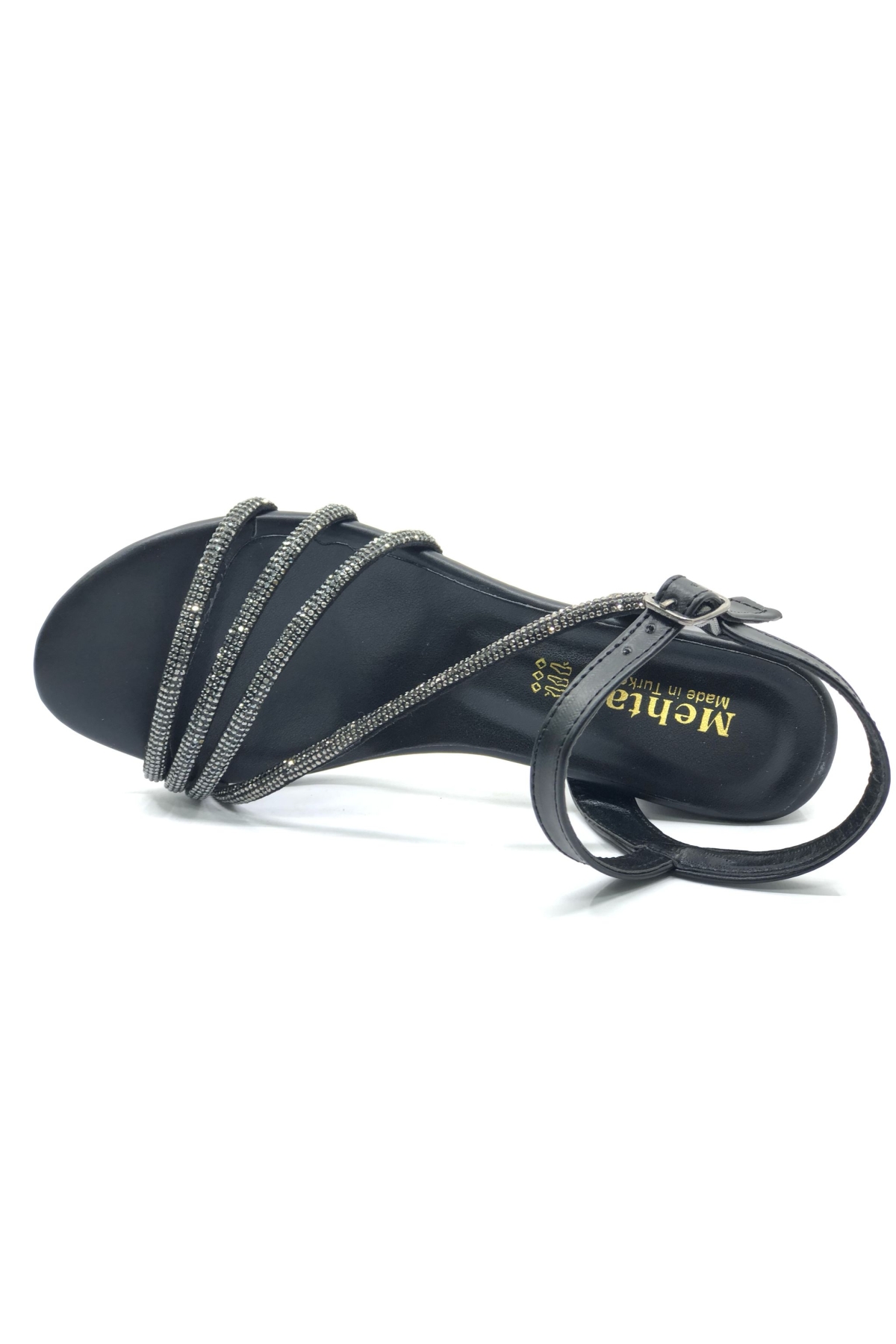 Çapraz Üç Şerit Taşlı 5 cm Kadın Abiye Topuklu Ayakkabı - Görsel 7