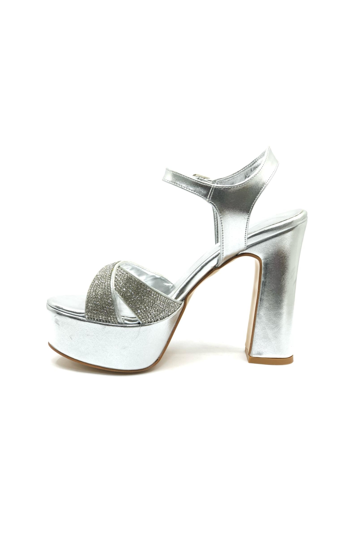 13 cm Yüksek Platform Çapraz Bant Topuklu Taşlı Kadın Abiye Ayakkabı - Görsel 6