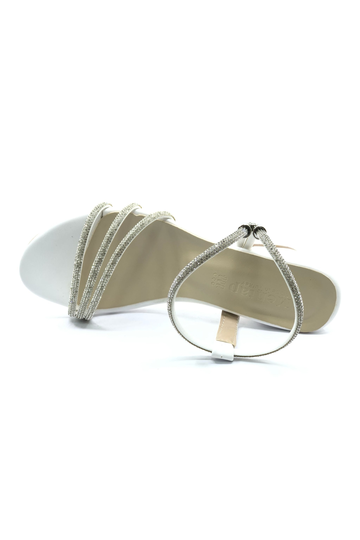 Çapraz Üç Şerit Taşlı 5 cm Kadın Abiye Topuklu Ayakkabı - Görsel 9