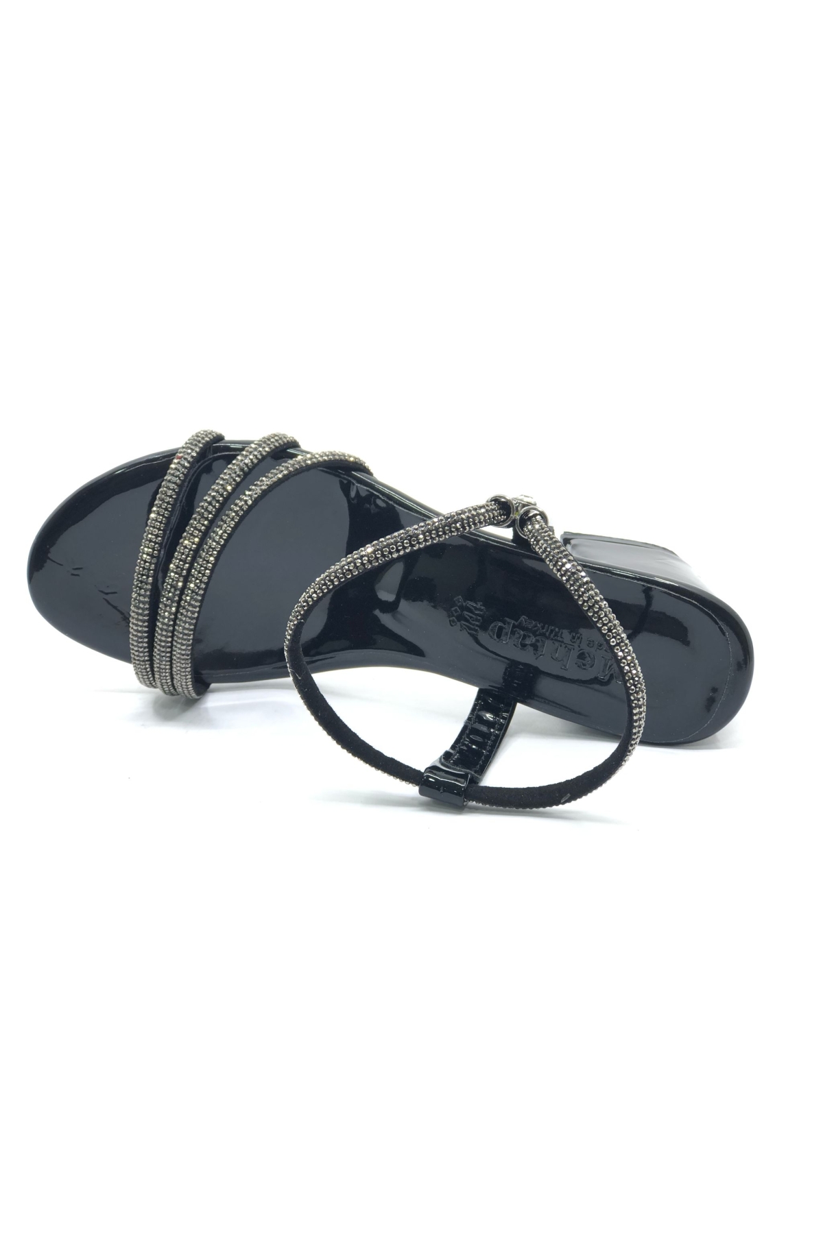 Çapraz Üç Şerit Taşlı 5 cm Kadın Abiye Topuklu Ayakkabı - Görsel 7