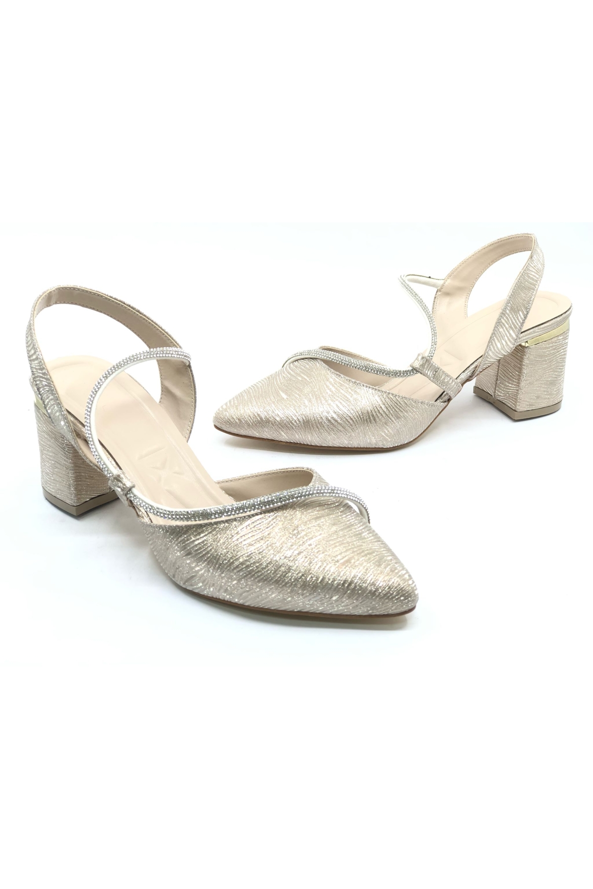 Şerit Taşlı Kadın Abiye Topuklu Ayakkabı - Görsel 4