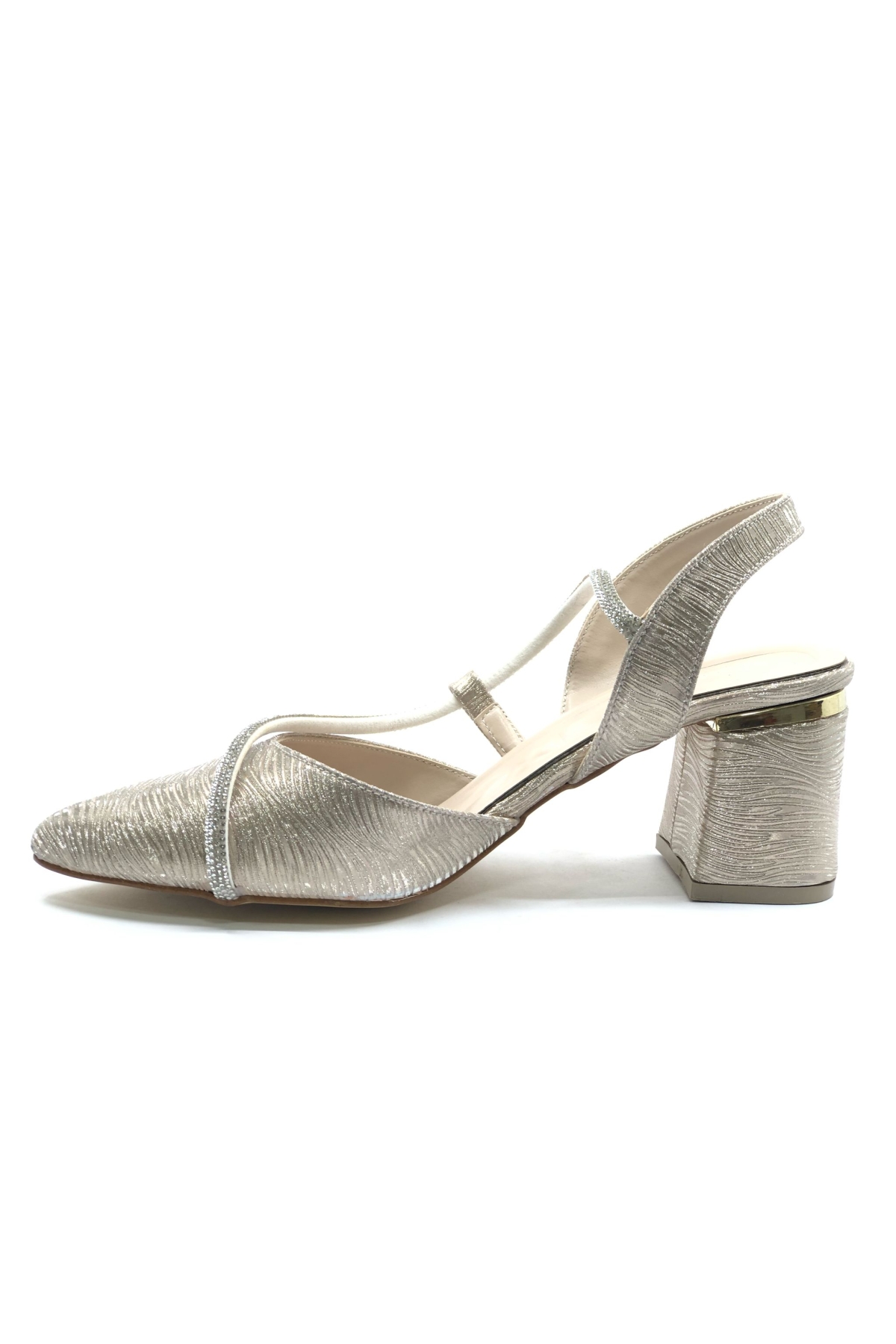 Şerit Taşlı Kadın Abiye Topuklu Ayakkabı - Görsel 7