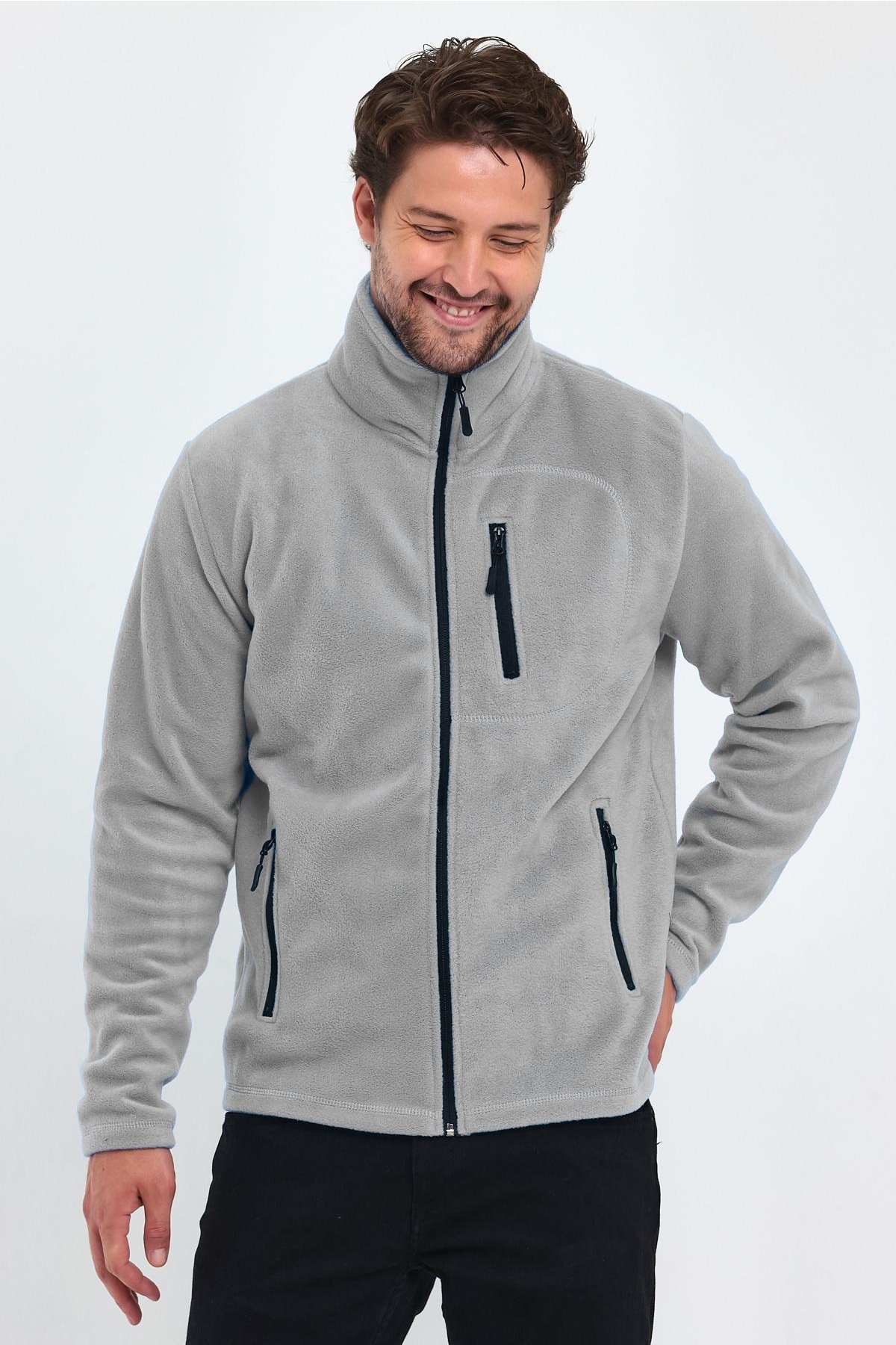 Erkek Polar Tam Fermuarlı 3 Cepli Outdoor Polar Ceket Tactical