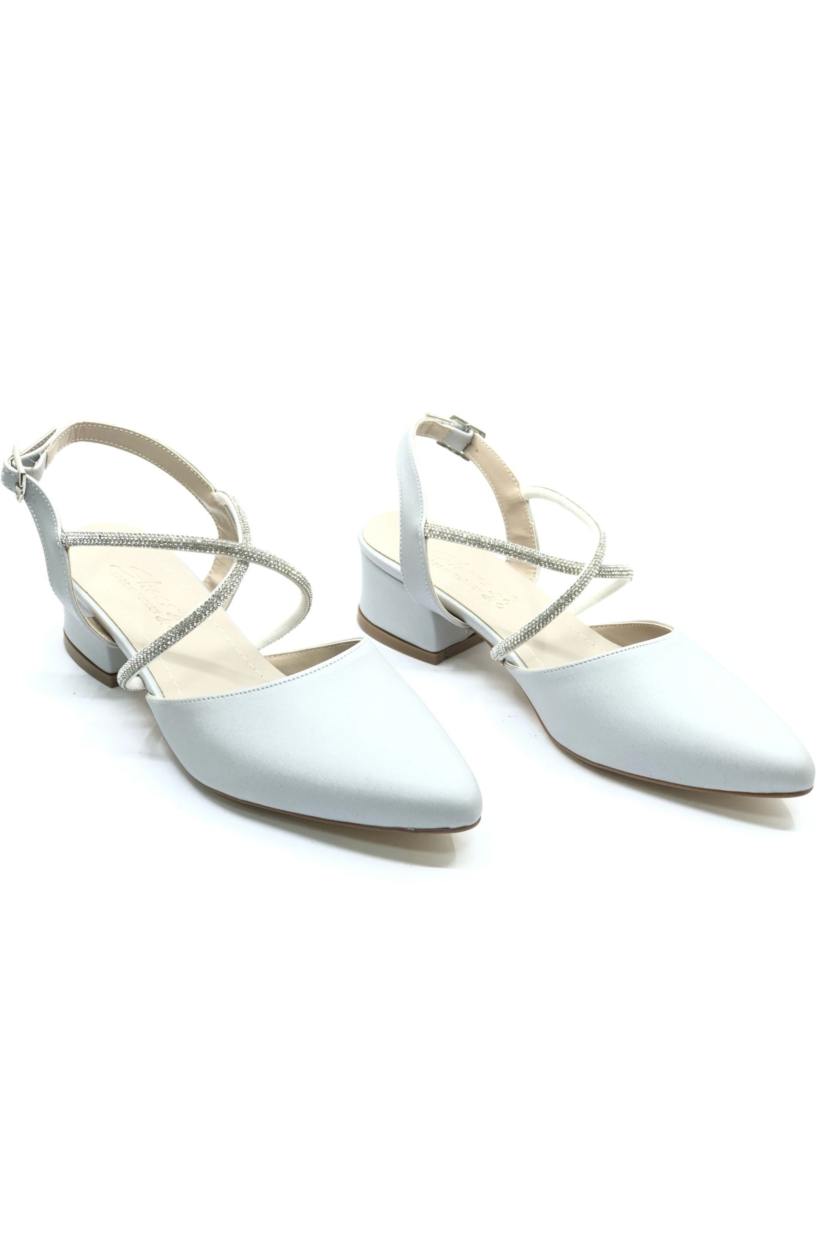 Bilek Şerit Taşlı Çapraz Bantlı Kısa Topuklu Klasik Kadın Topuklu Ayakkabı - Görsel 3