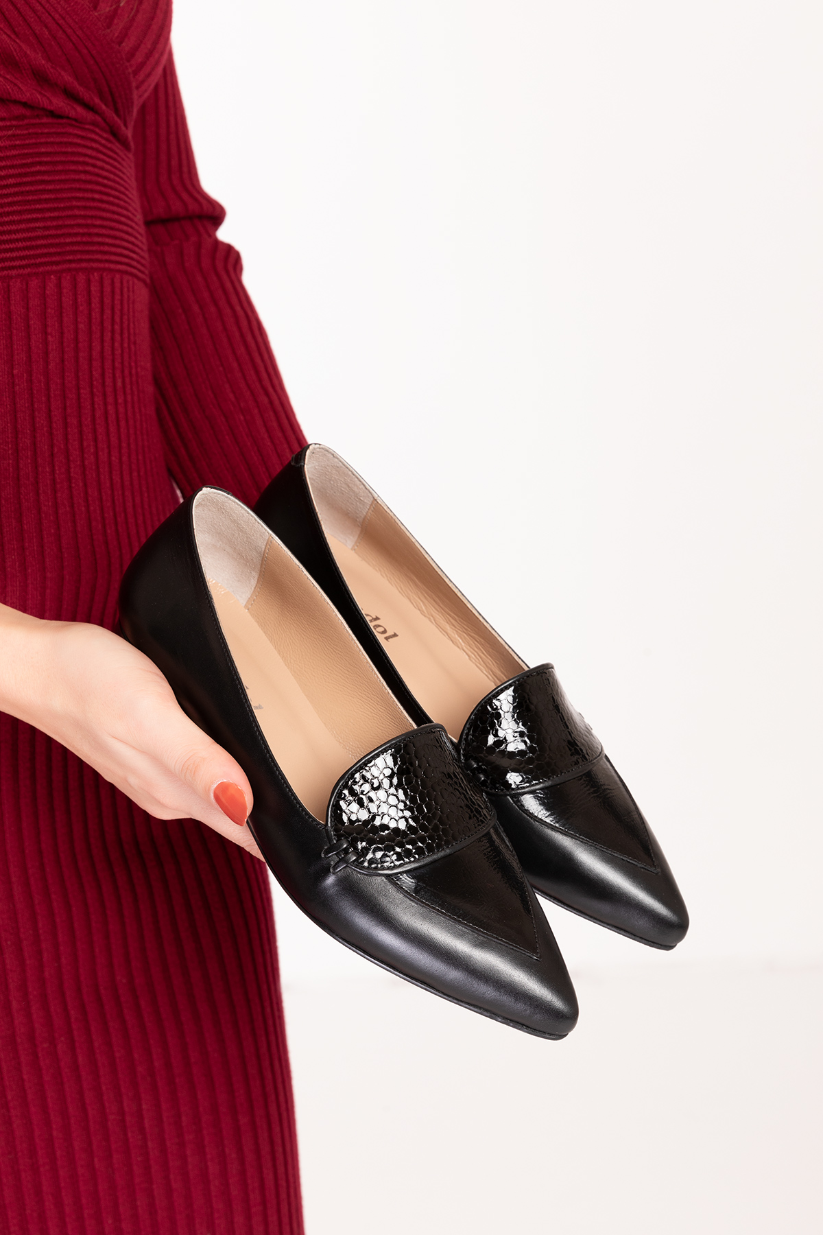 Gondol Hakiki Deri Sivri Burunlu Kısa Topuklu Ayakkabı ast.8425 - Görsel 9