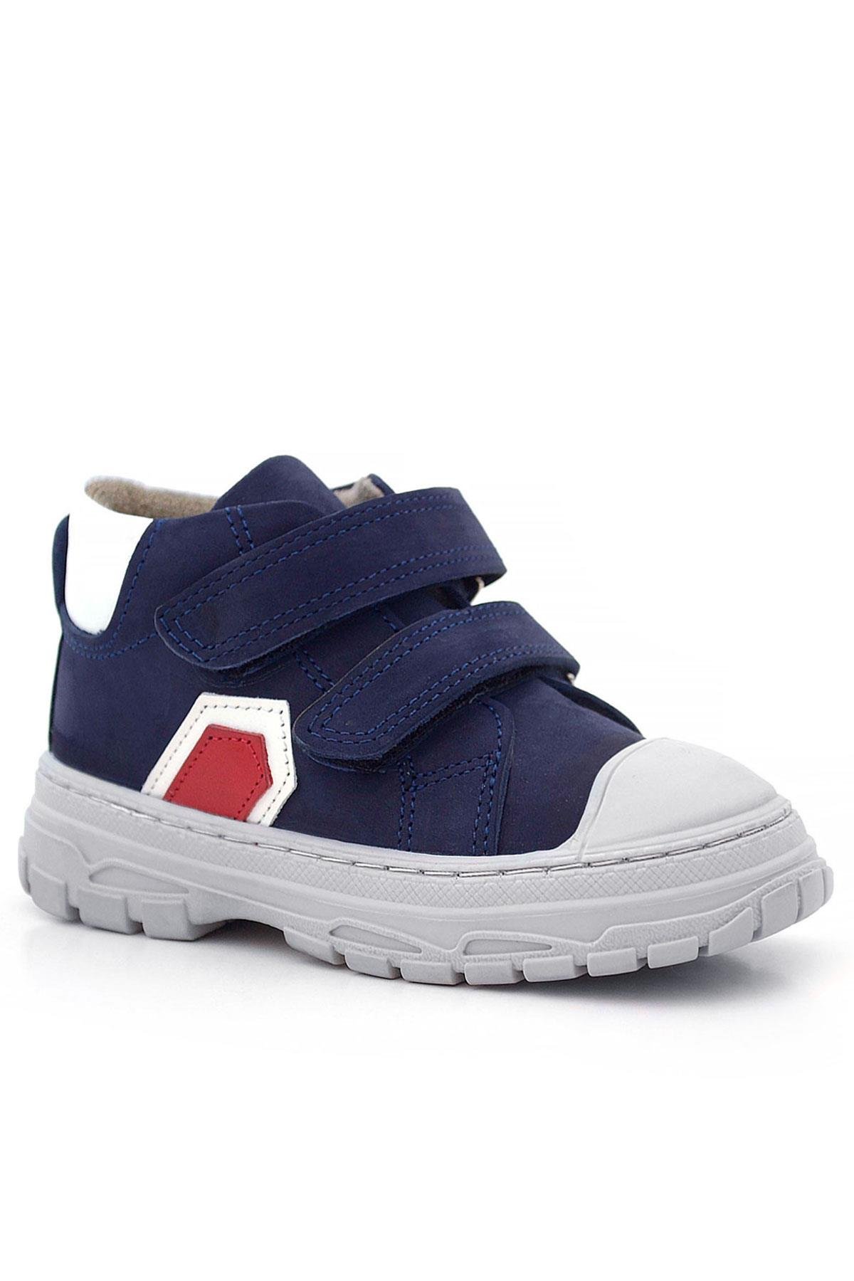 Tails Hakiki Deri Lacivert Kırmızı Cırtlı Çocuk Spor Bot - Görsel 2