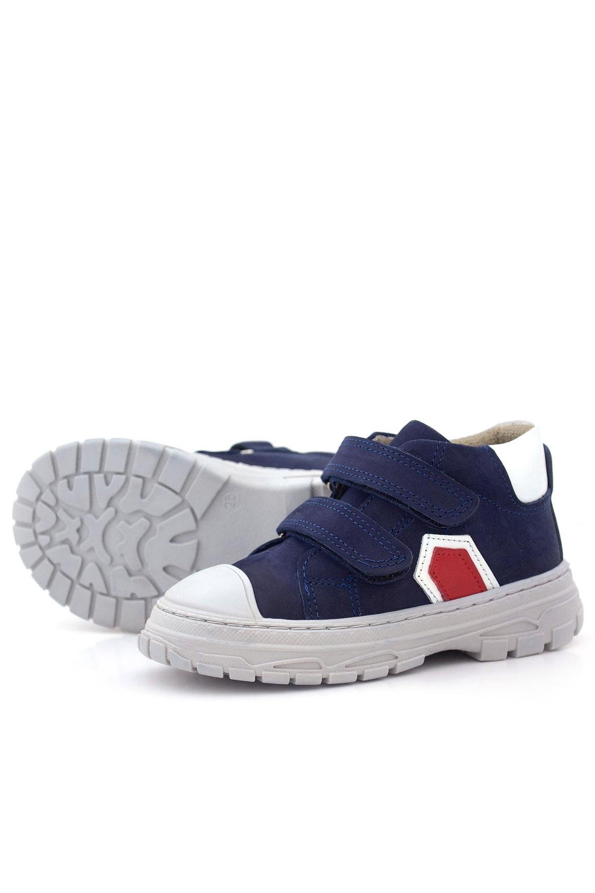 Tails Hakiki Deri Lacivert Kırmızı Cırtlı Çocuk Spor Bot - Görsel 7