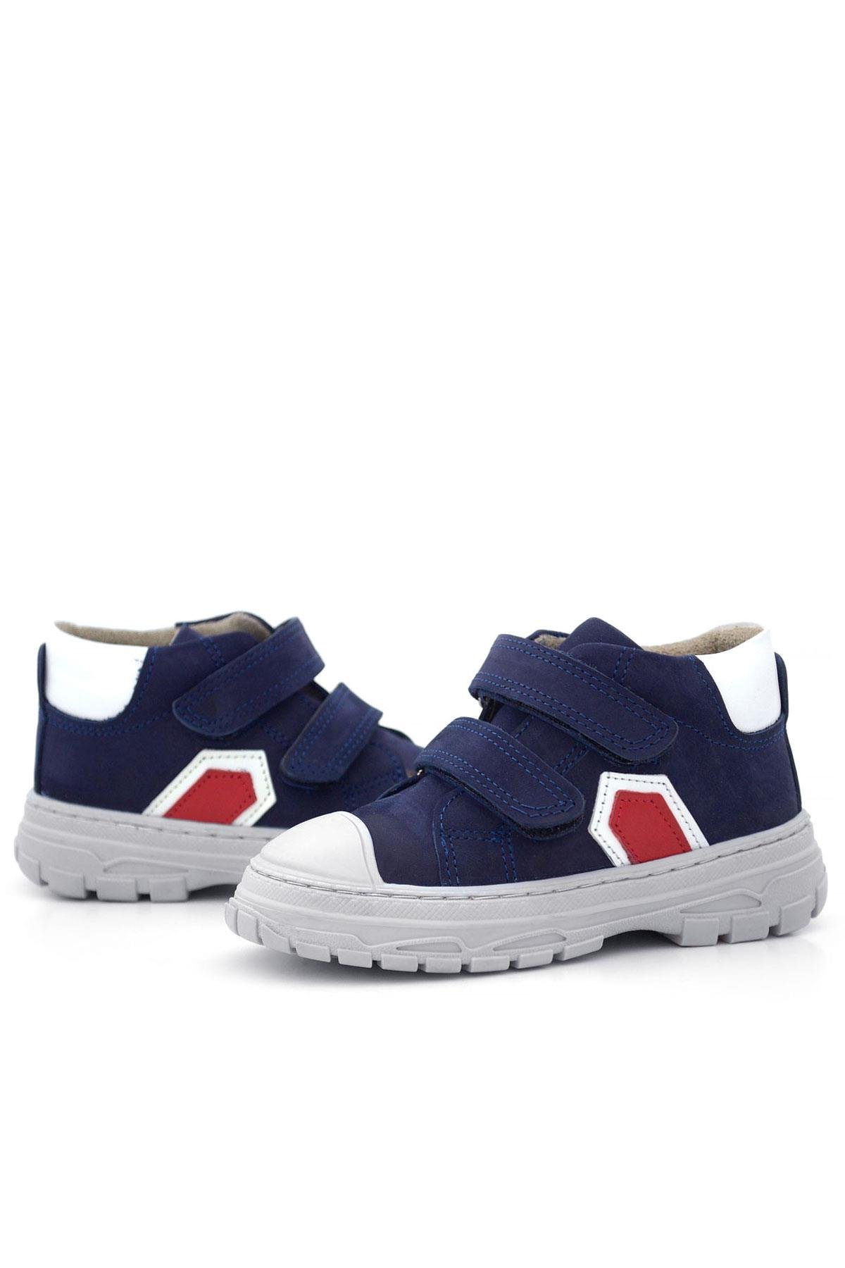 Tails Hakiki Deri Lacivert Kırmızı Cırtlı Çocuk Spor Bot - Görsel 8