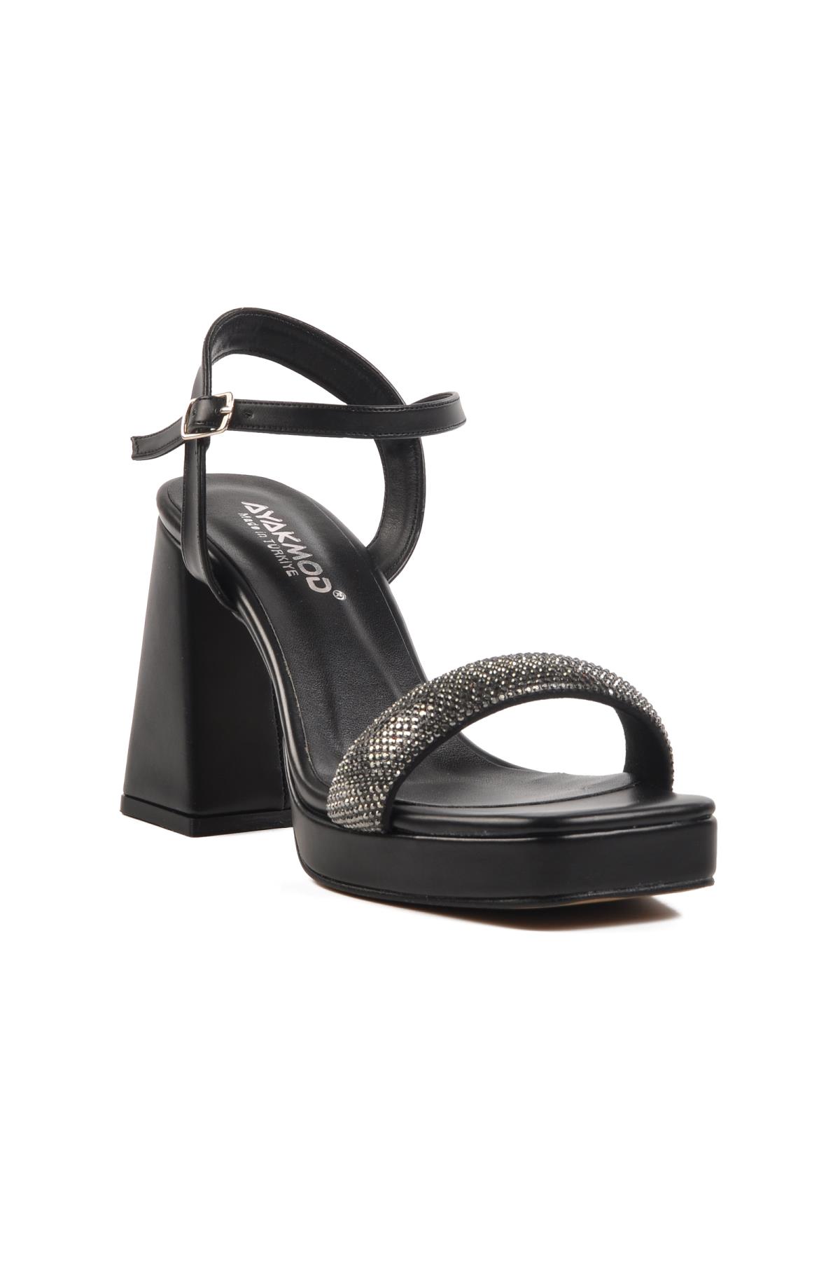 336535 Z Siyah Kadın Platform Topuk Sandalet - Görsel 2
