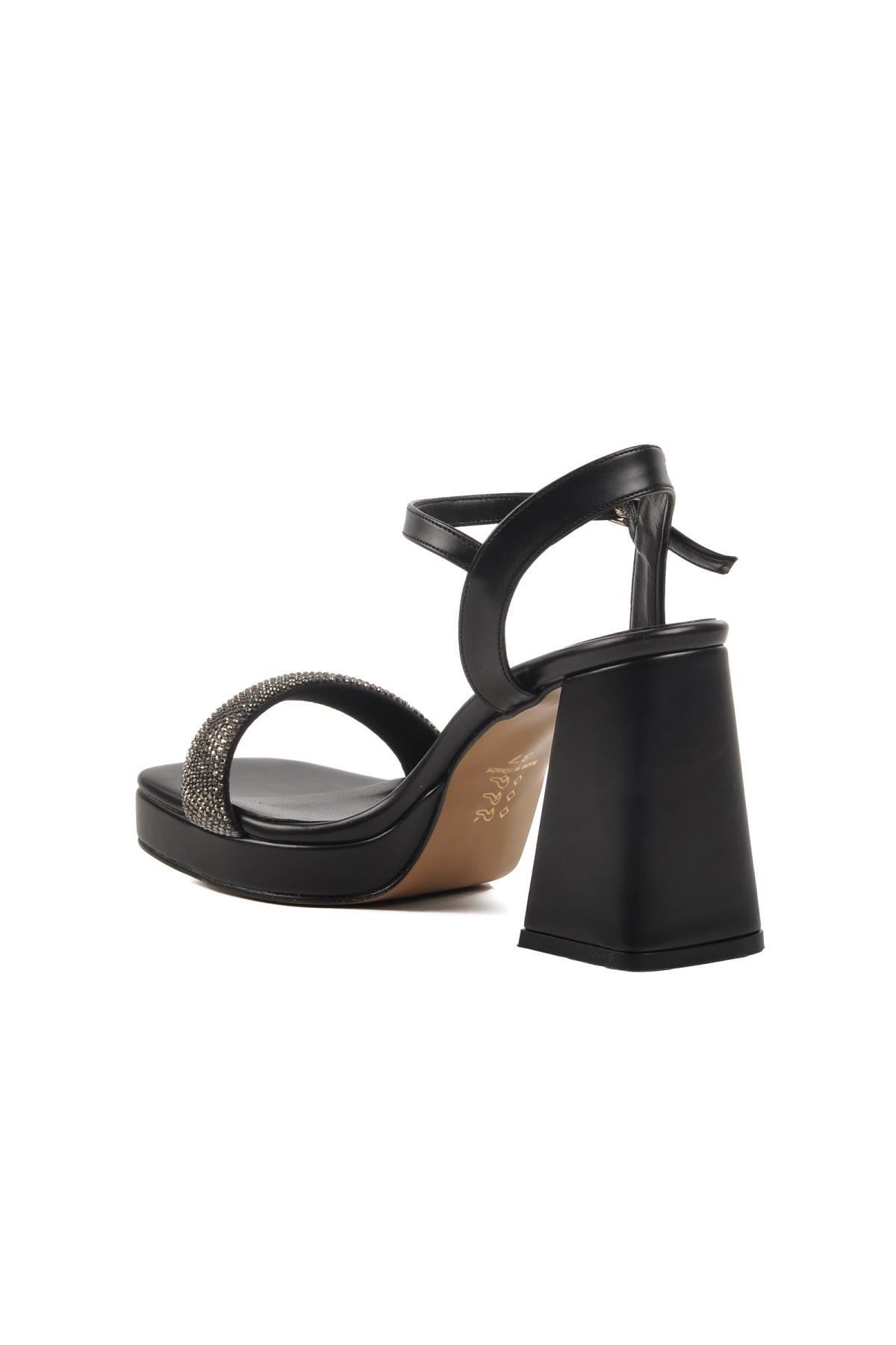 336535 Z Siyah Kadın Platform Topuk Sandalet - Görsel 5