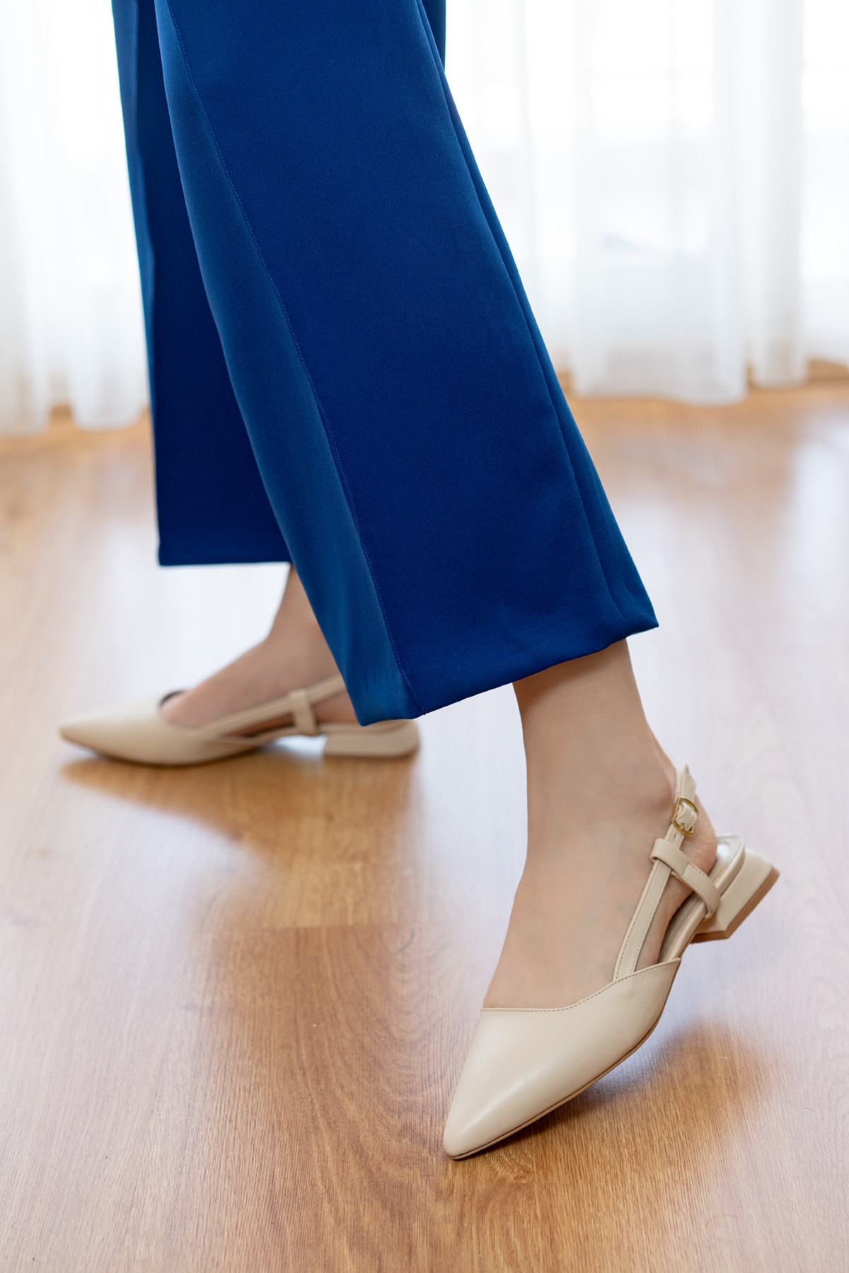 Felina Bej ( 3 cm Topuklu ) Sivri Burun Topuklu Ayakkabı - Görsel 5