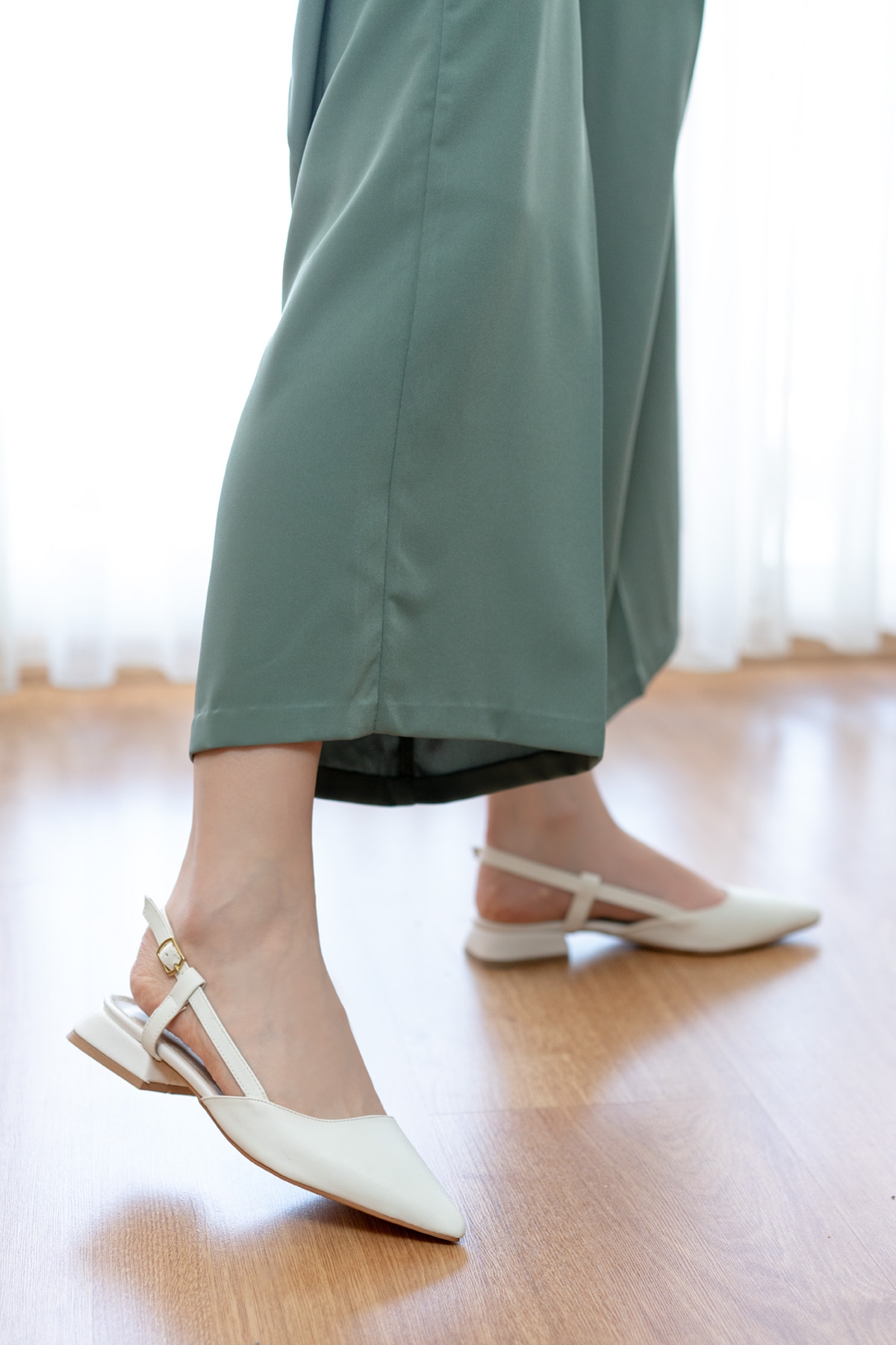 Felina Beyaz ( 3 cm Topuklu ) Sivri Burun Topuklu Ayakkabı - Görsel 5