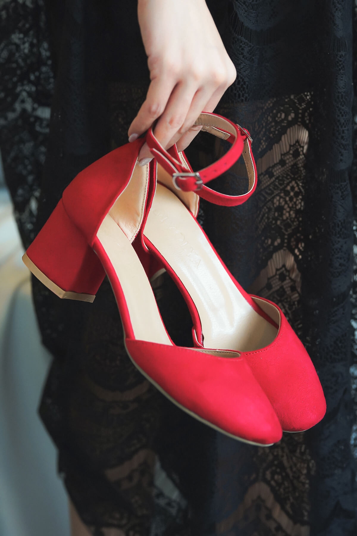 Cordon Kırmızı ( 5 Cm Topuklu) Yuvarlak Burun Topuklu Ayakkabı - Görsel 4