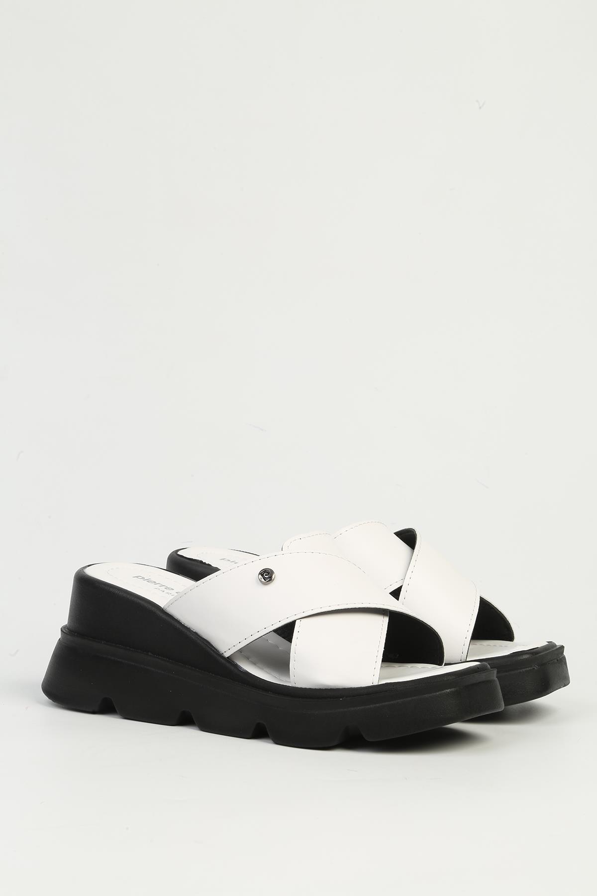 Beyaz Kadın Topuklu Terlik PC-7535 - Görsel 3