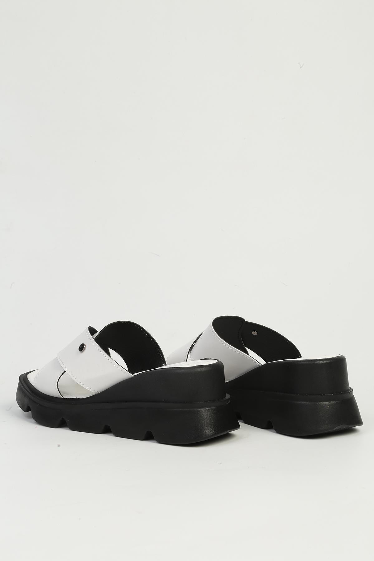 Beyaz Kadın Topuklu Terlik PC-7535 - Görsel 4