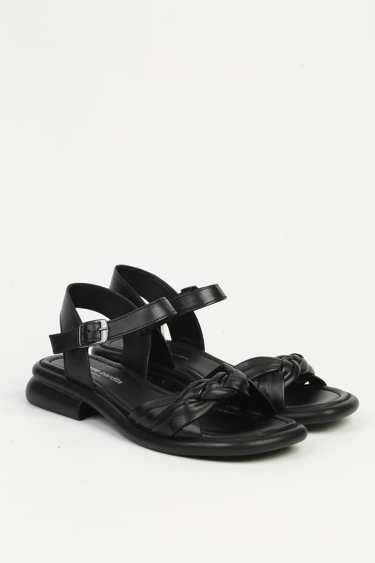 Siyah Kadın Deri Sandalet PC-54617 - Görsel 3