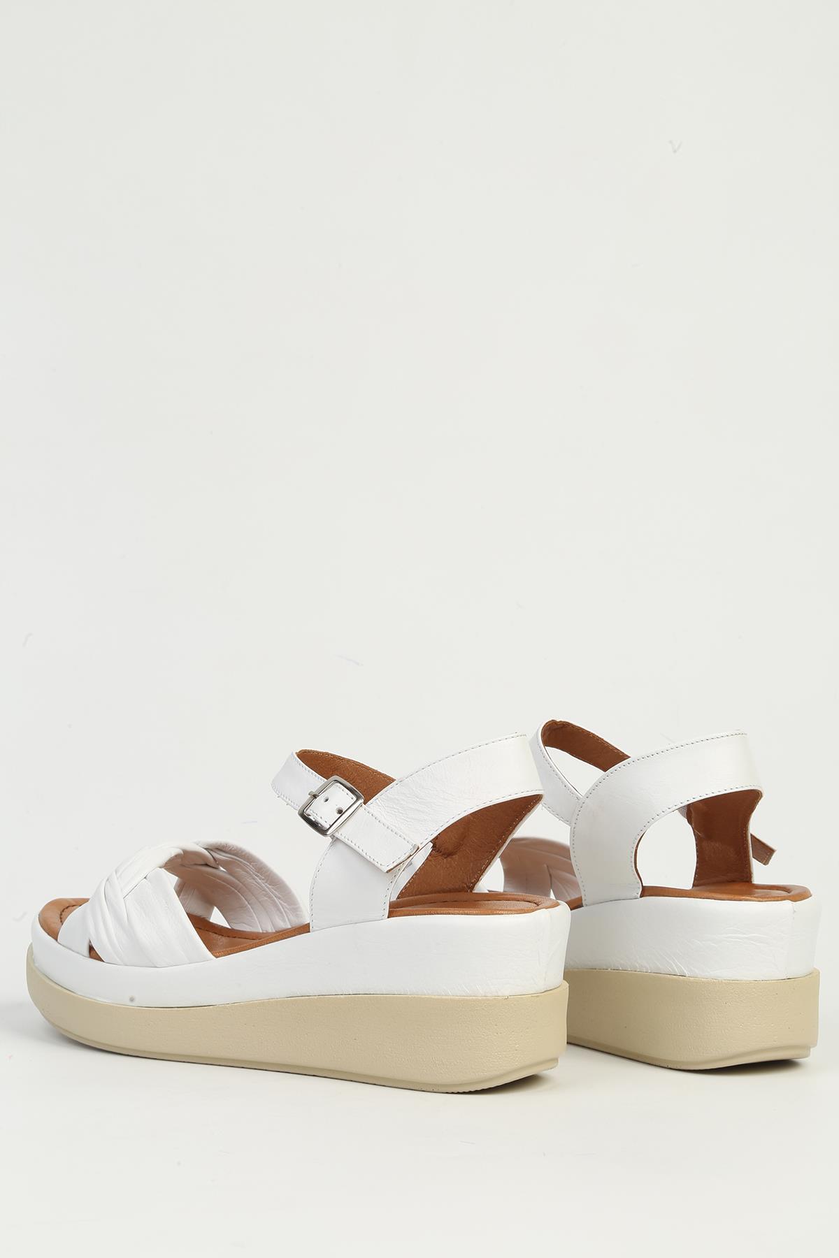 Beyaz Kadın Topuklu Ayakkabı PC-54627 - Görsel 4