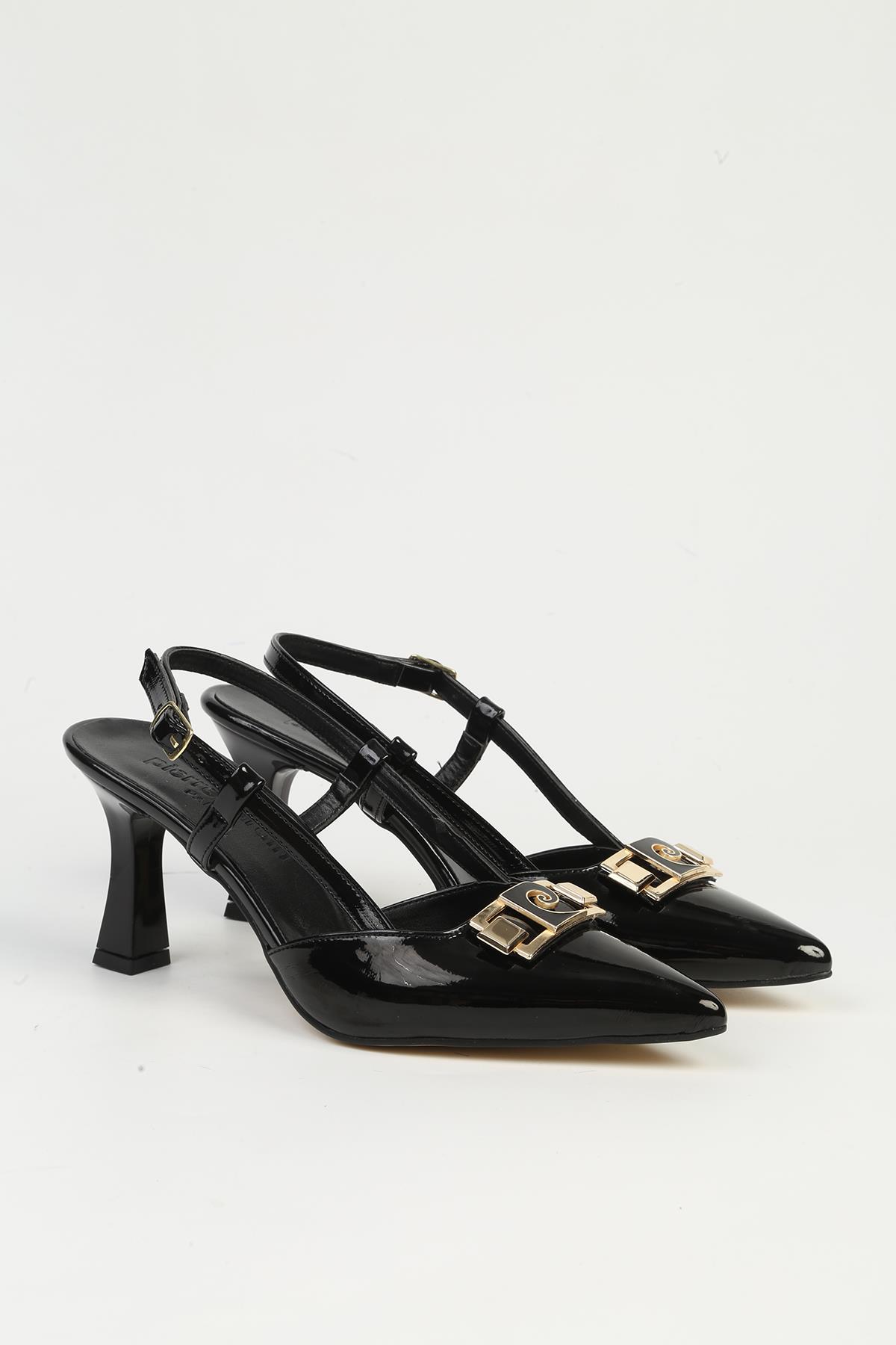 Siyah Rugan Kadın Topuklu Ayakkabı PC-54663 - Görsel 3