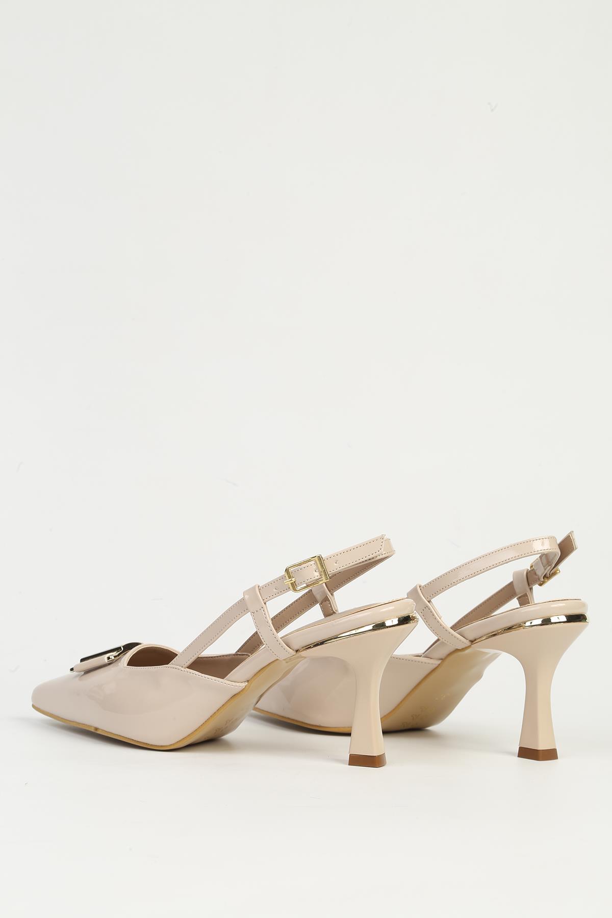 Krem Kadın Topuklu Ayakkabı PC-54707 - Görsel 4