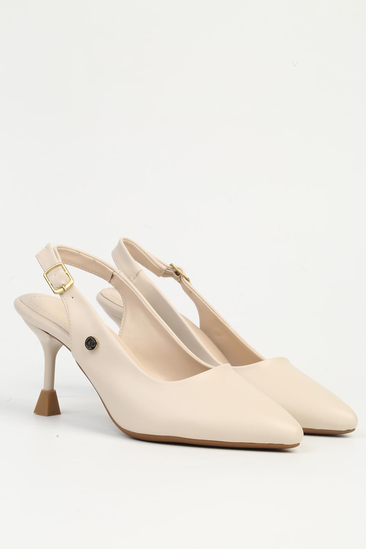Krem Kadın Topuklu Ayakkabı PC-54731 - Görsel 3